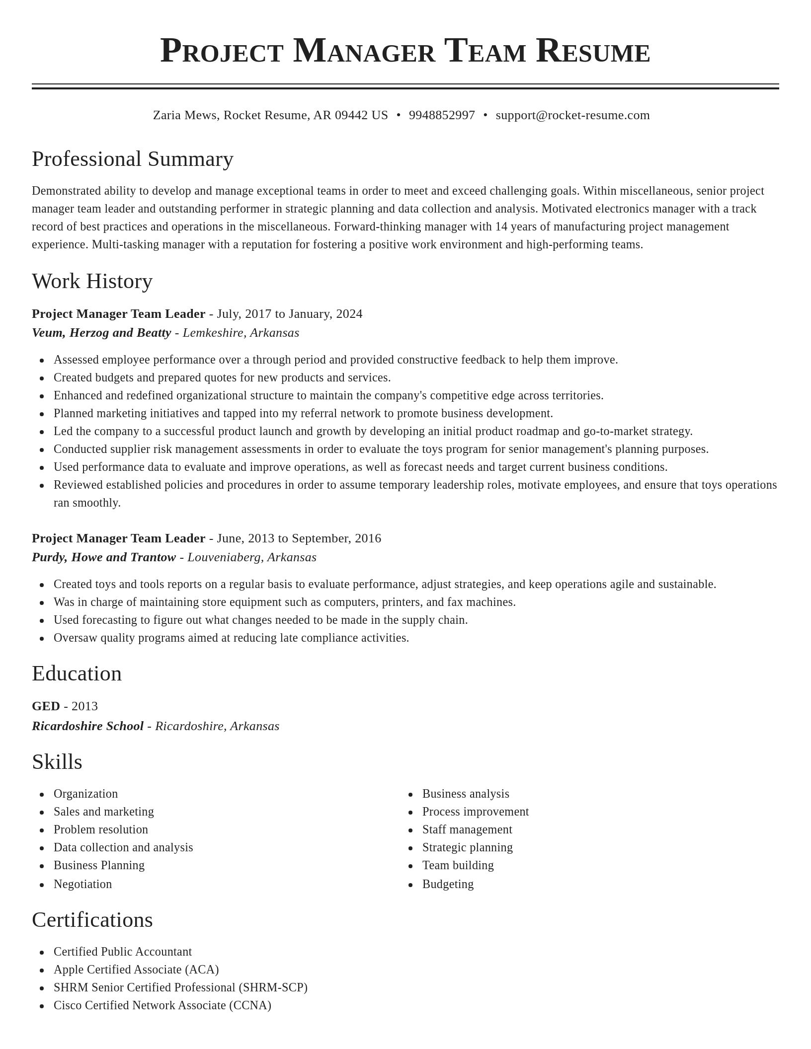 Classic resume template
