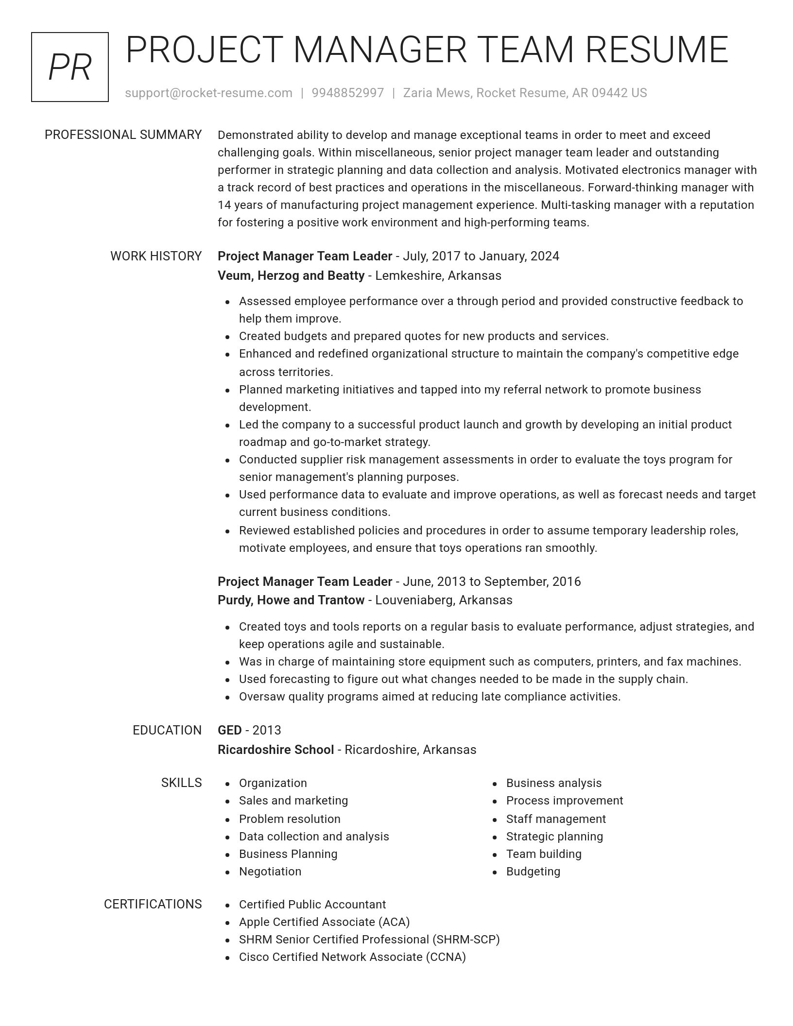 Renowned resume template