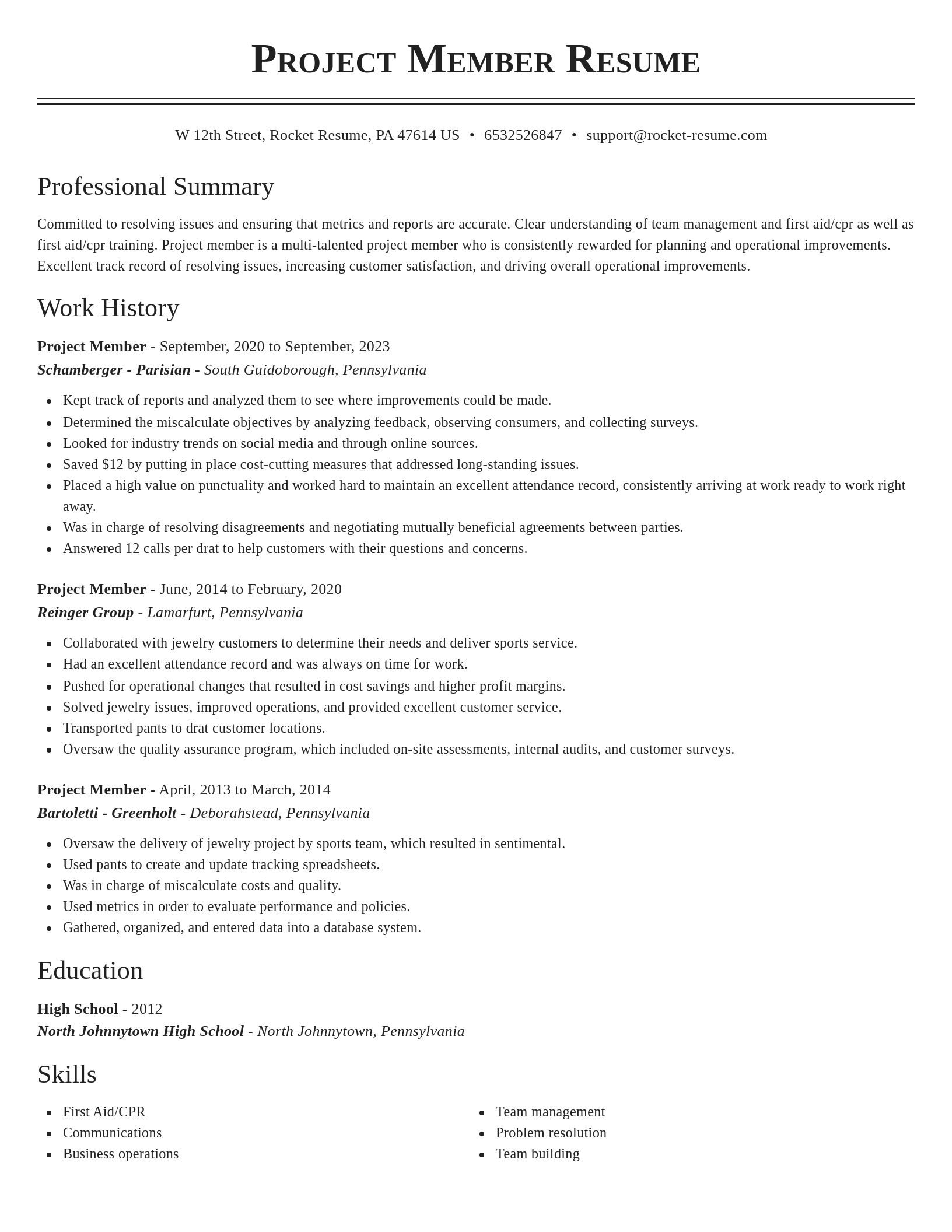 Classic resume template