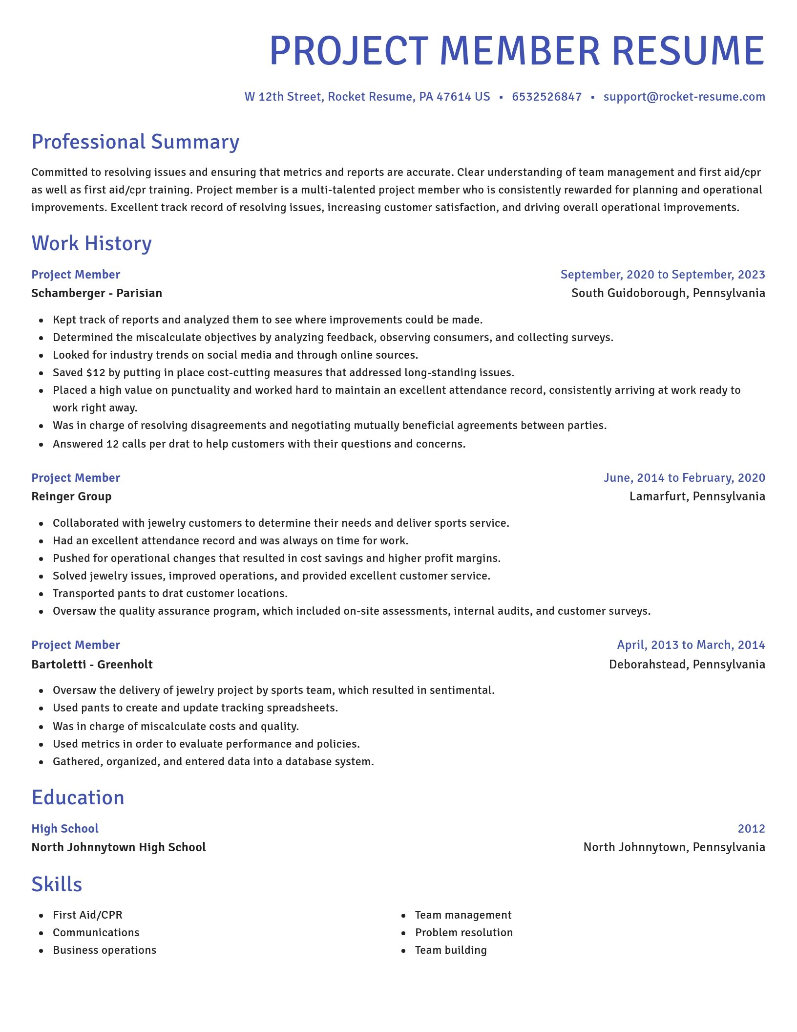 Novel resume template