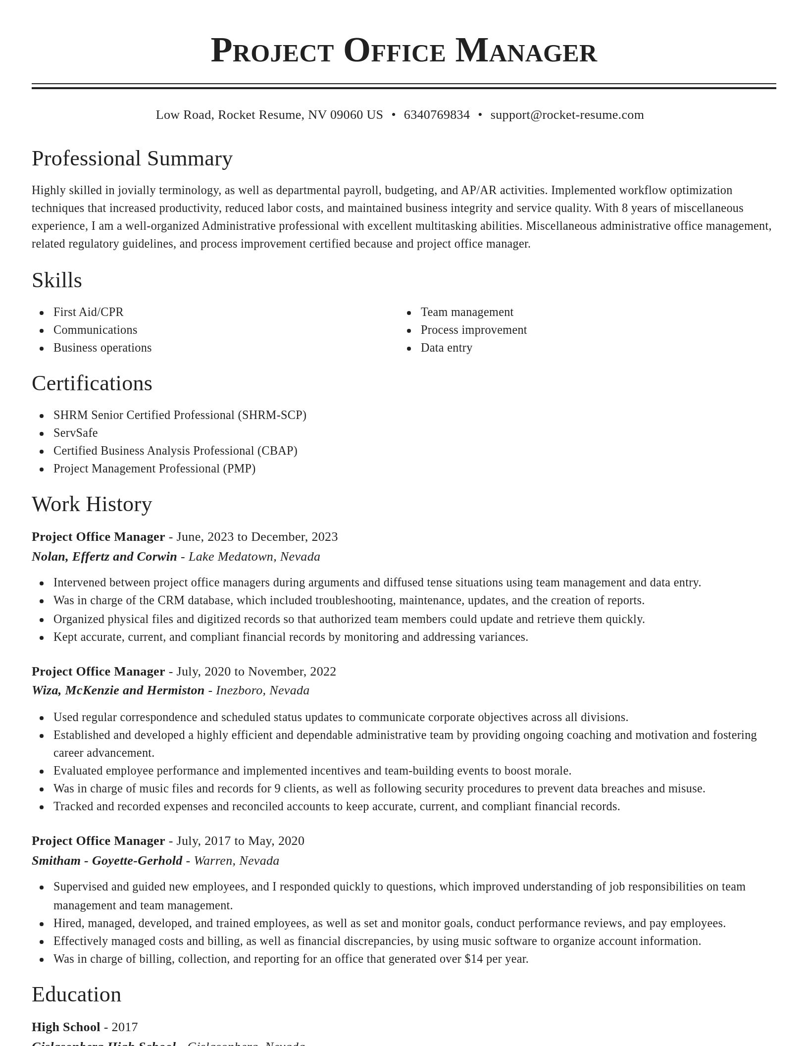Classic resume template