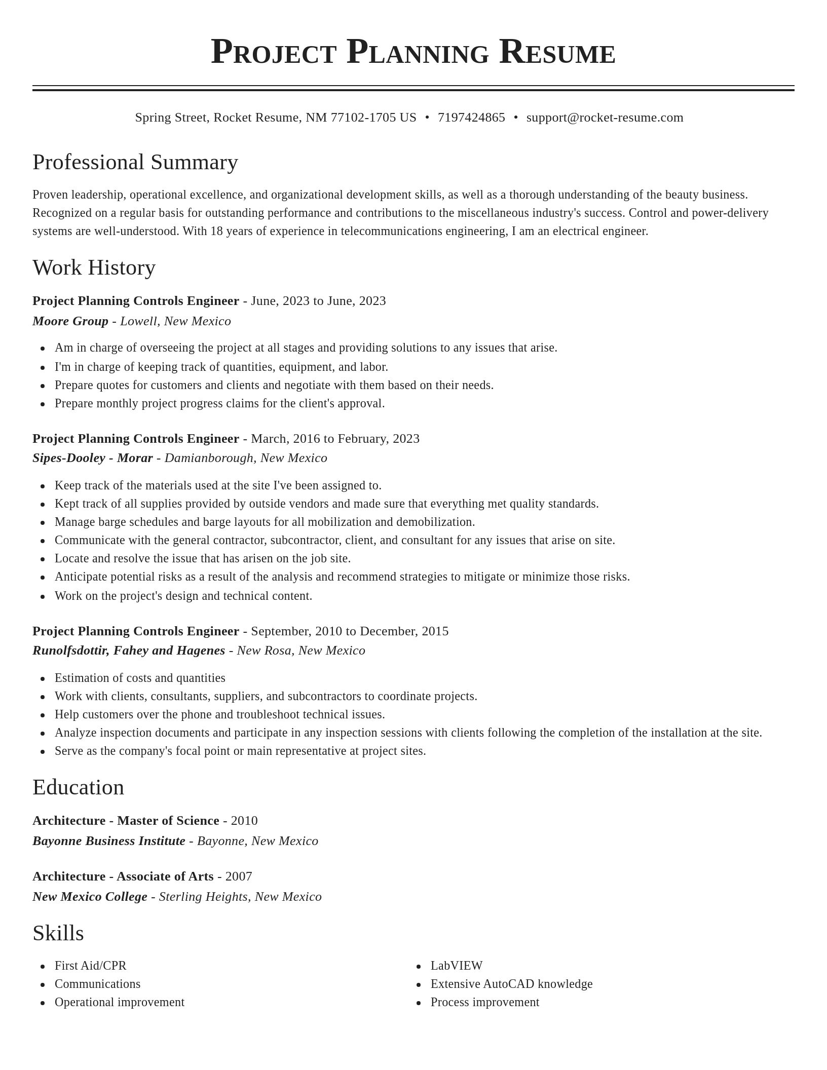 Classic resume template