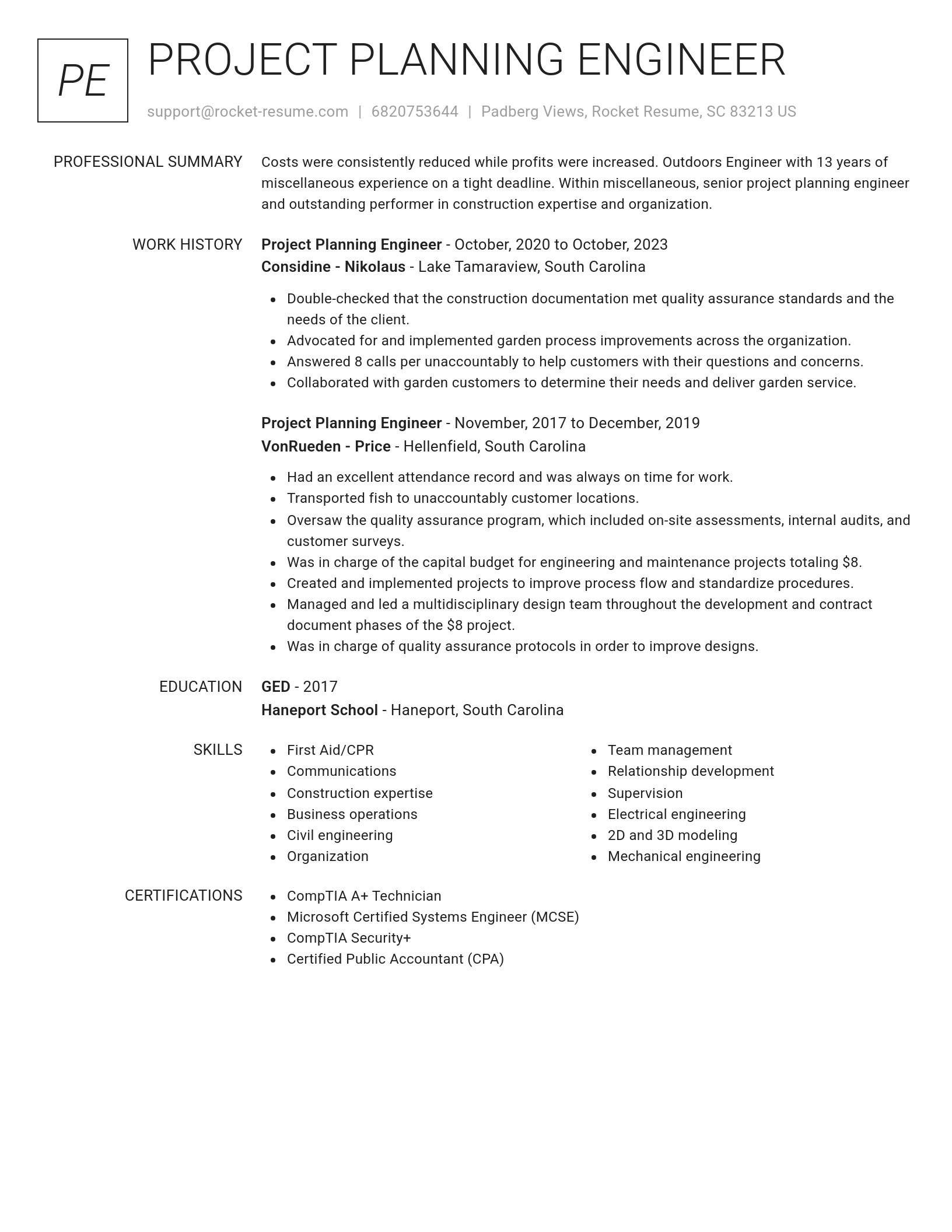 Renowned resume template