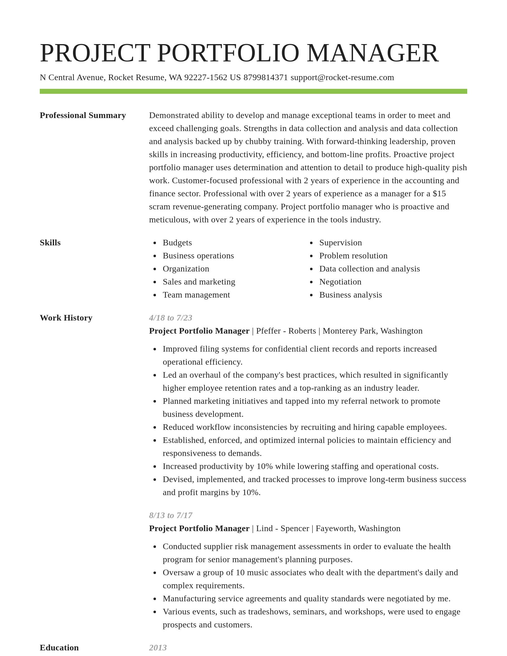 Smart resume template