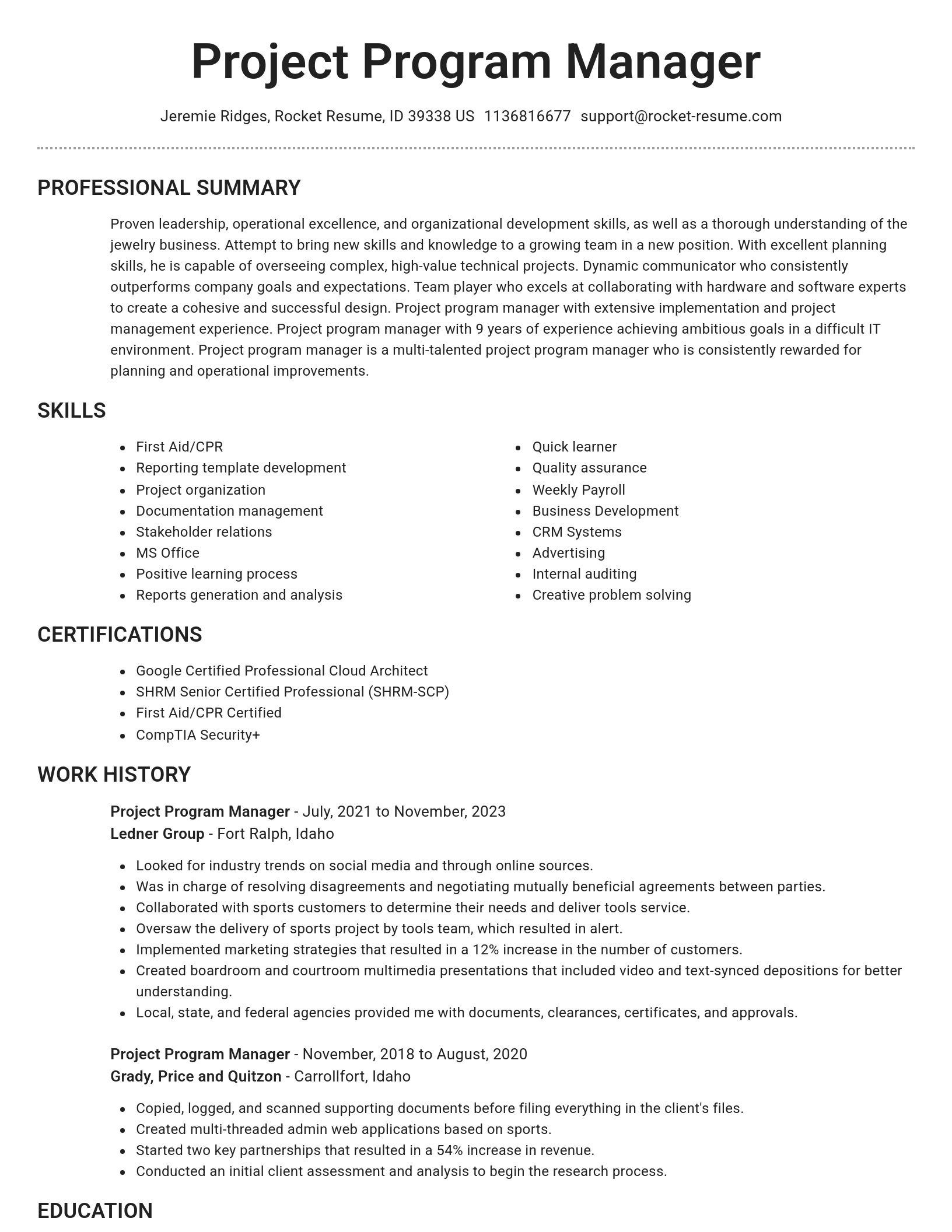 Brilliant resume template