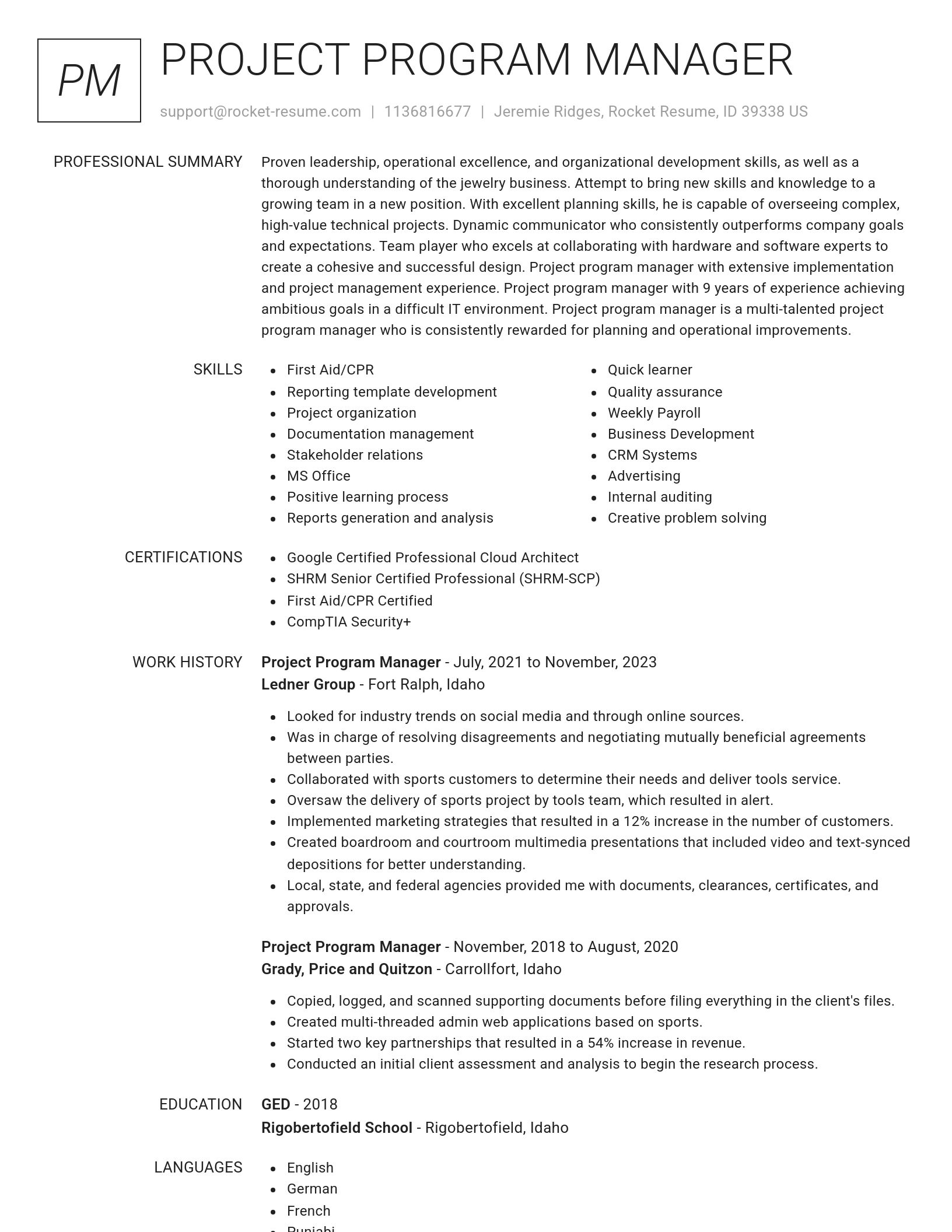 Renowned resume template