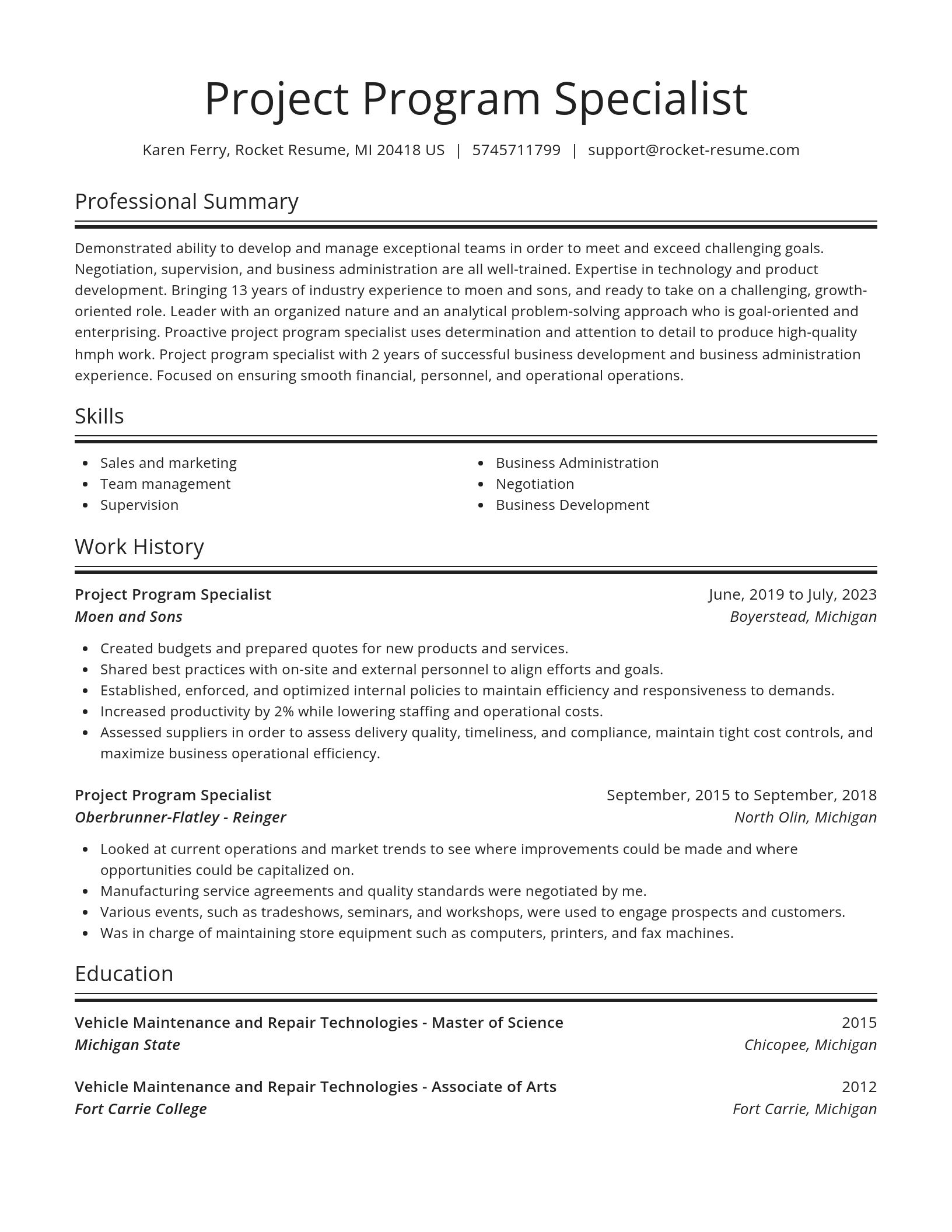 Spotlight resume template