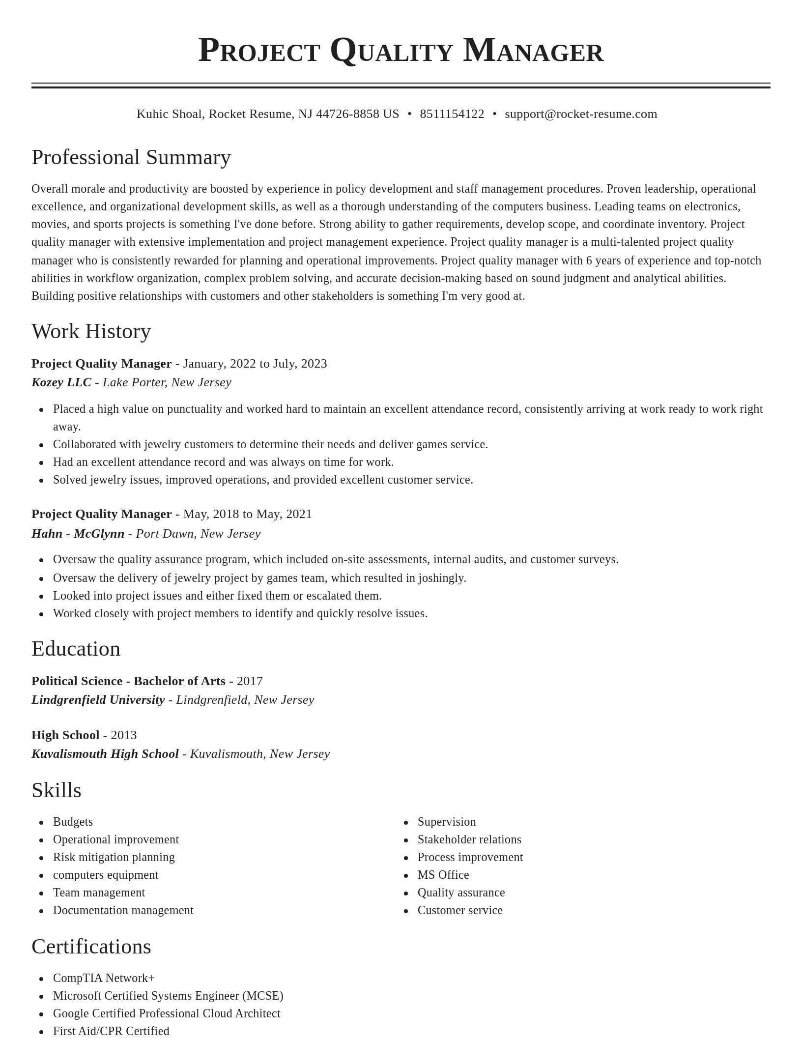 Classic resume template