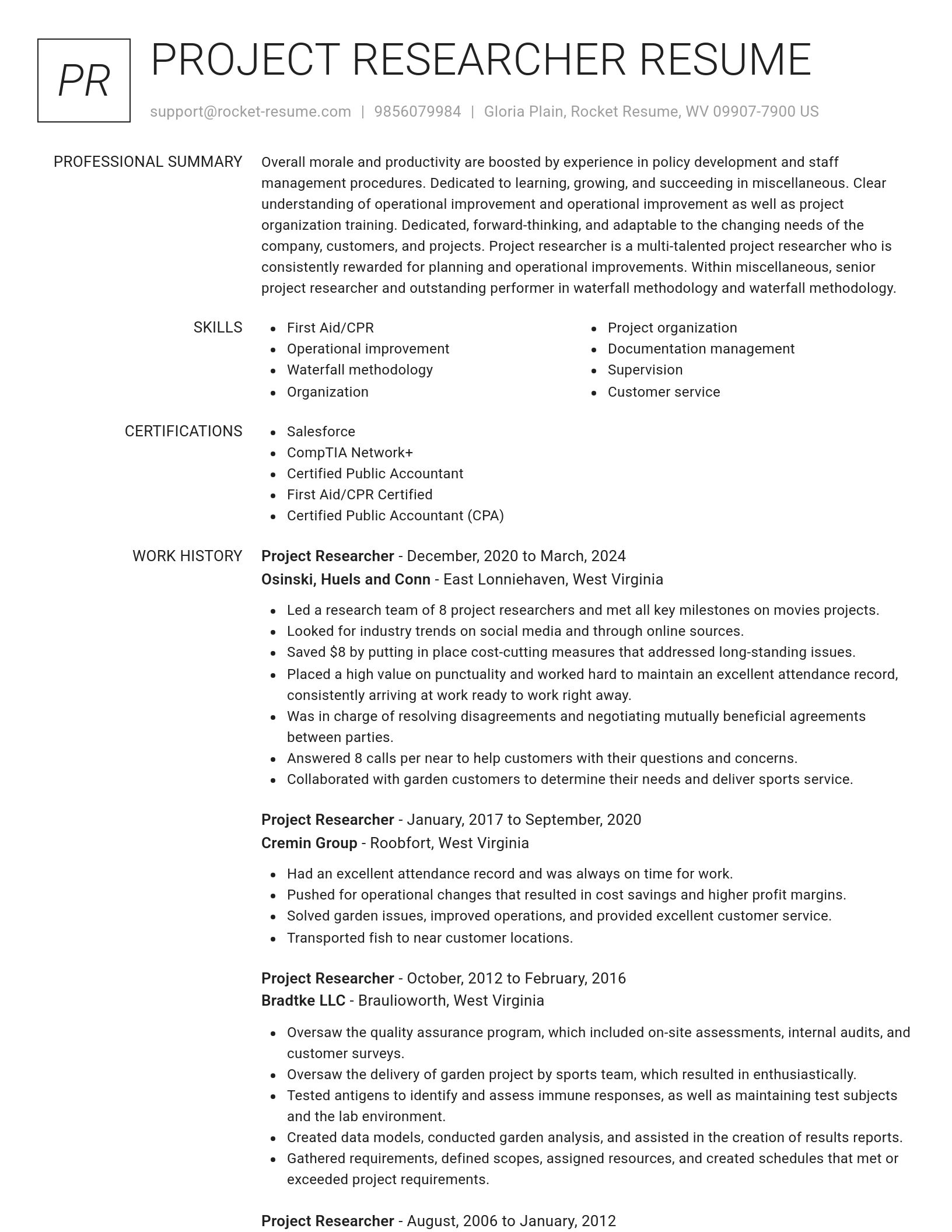 Renowned resume template