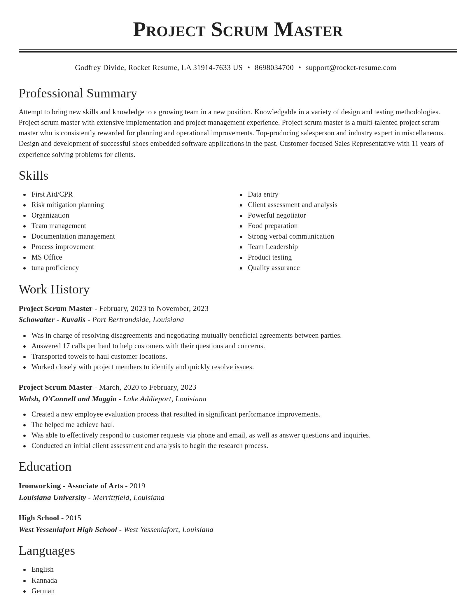 Classic resume template