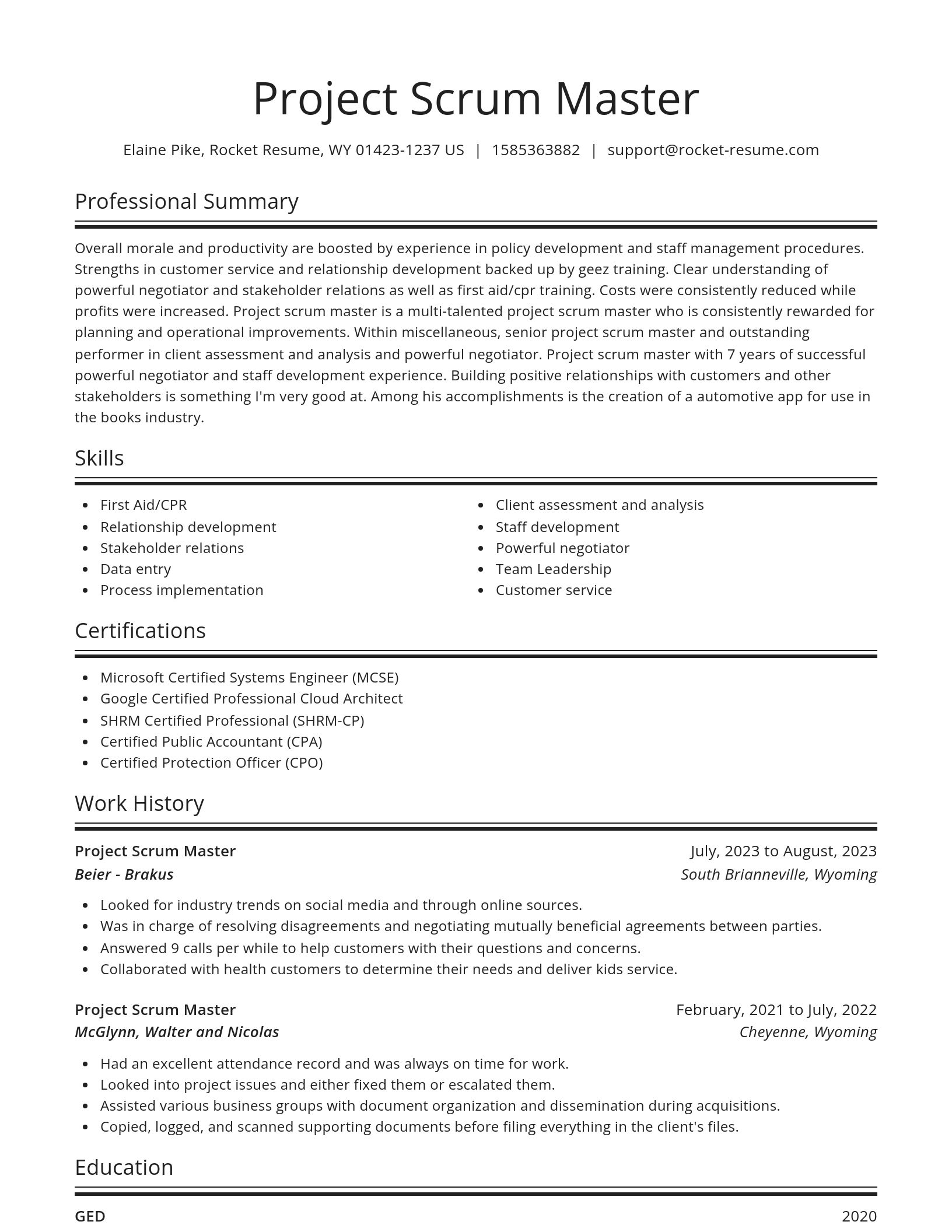 Spotlight resume template