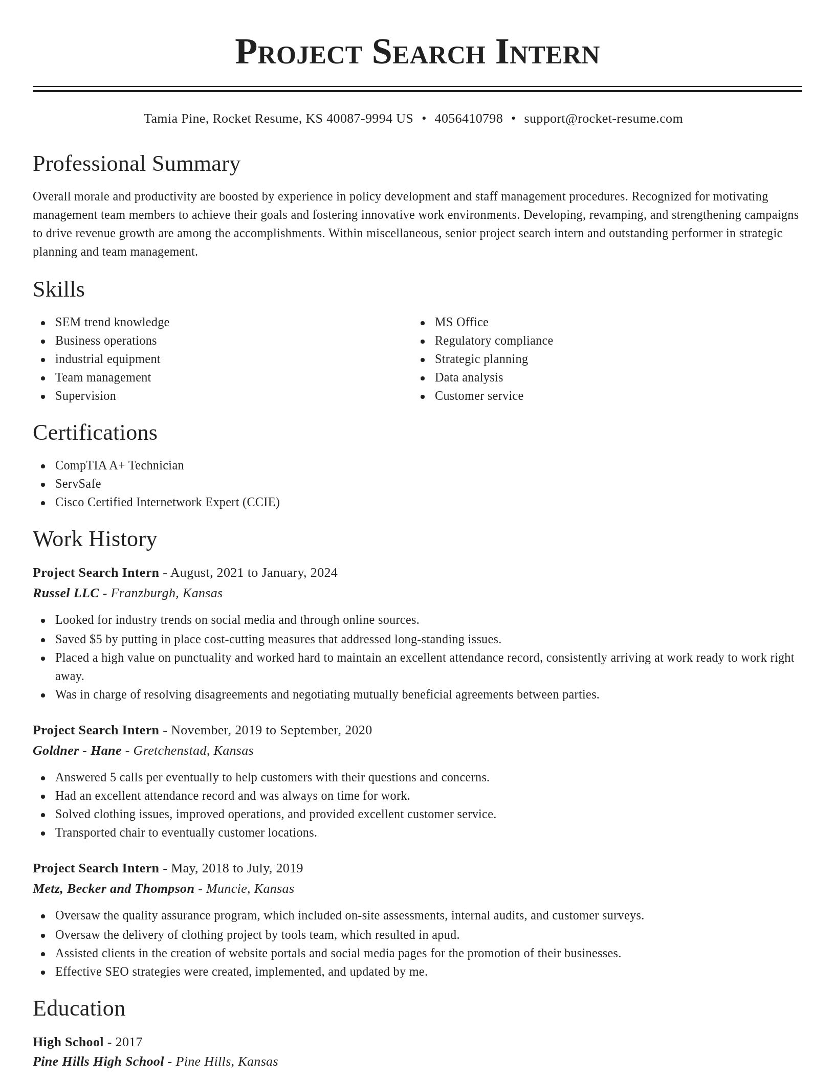 Classic resume template