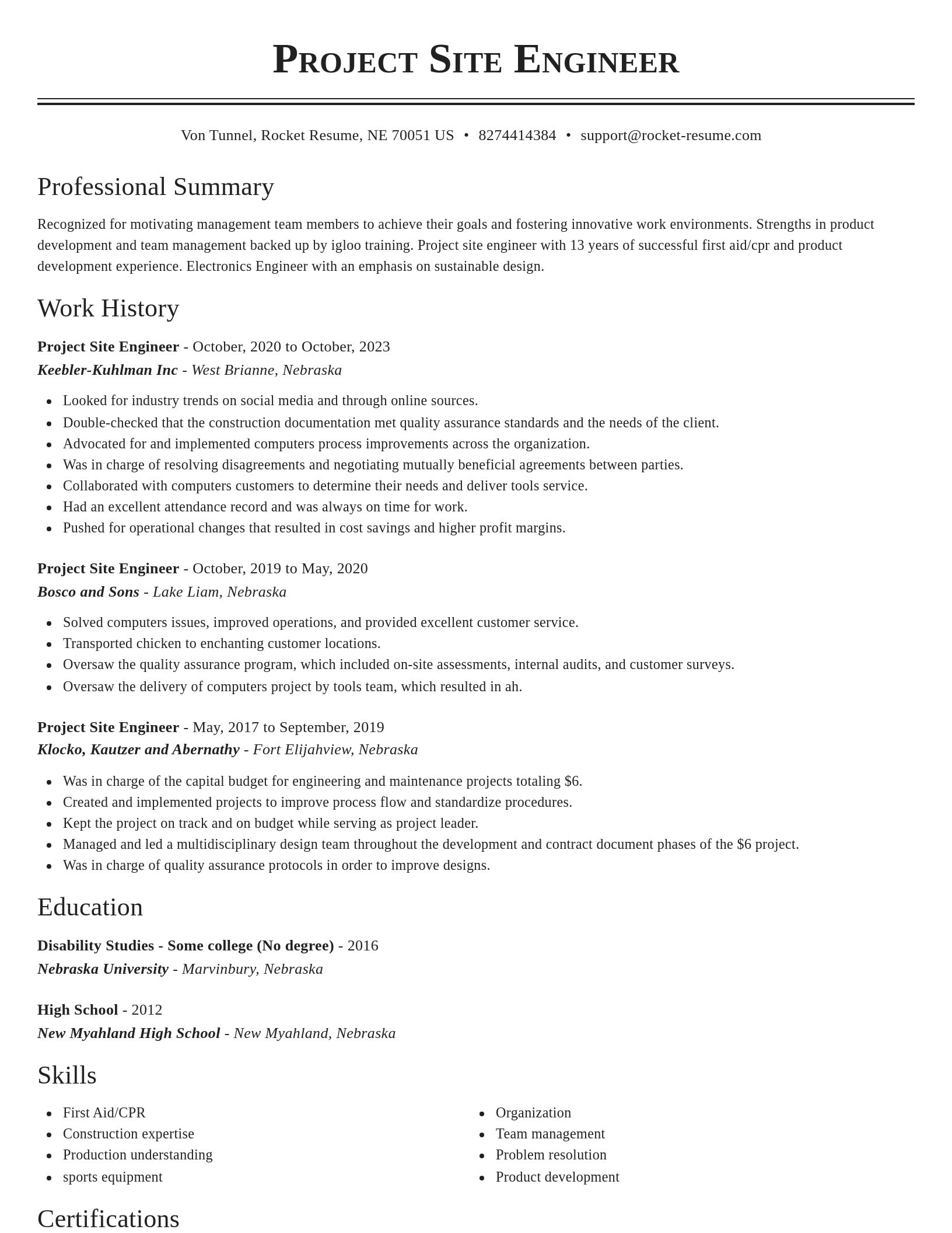 Classic resume template