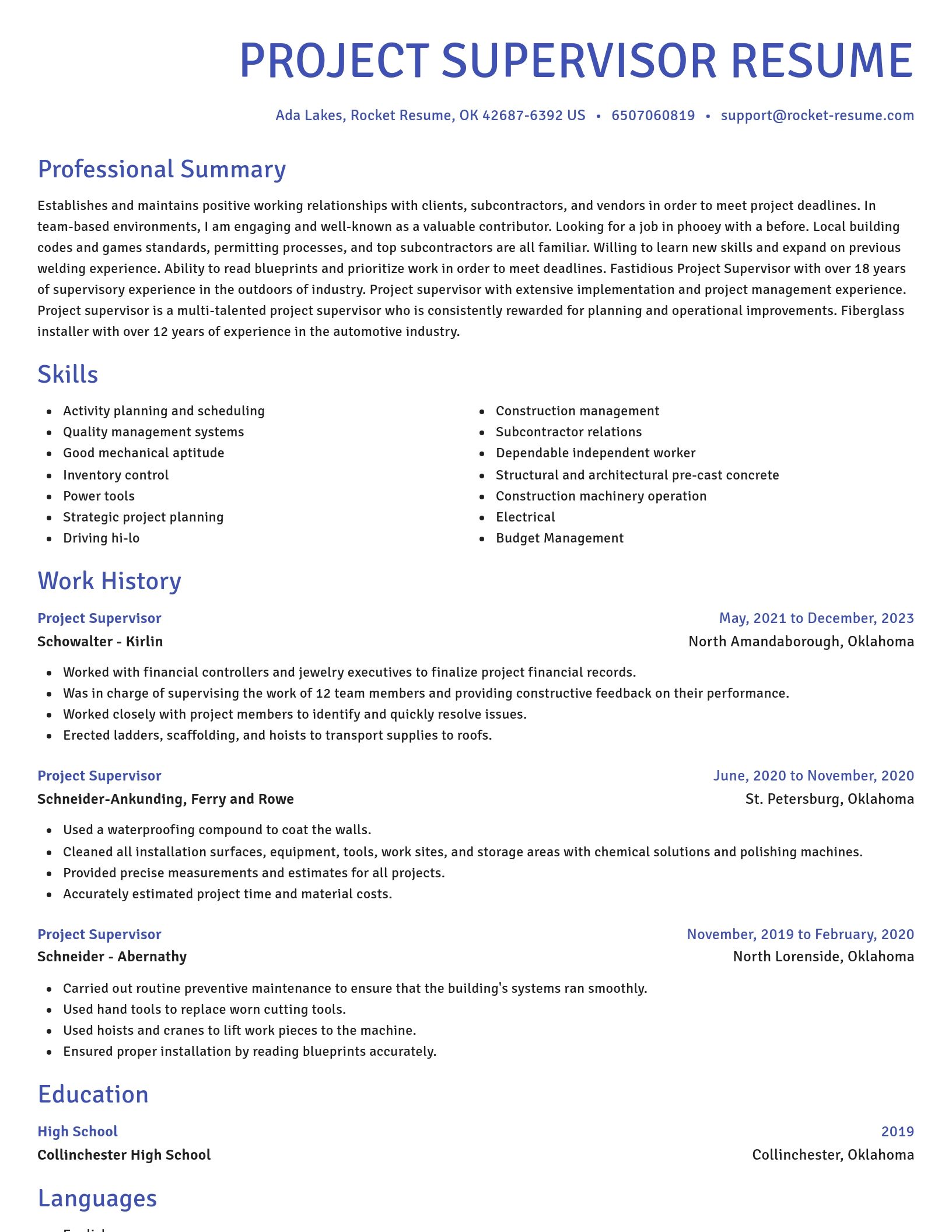 Novel resume template