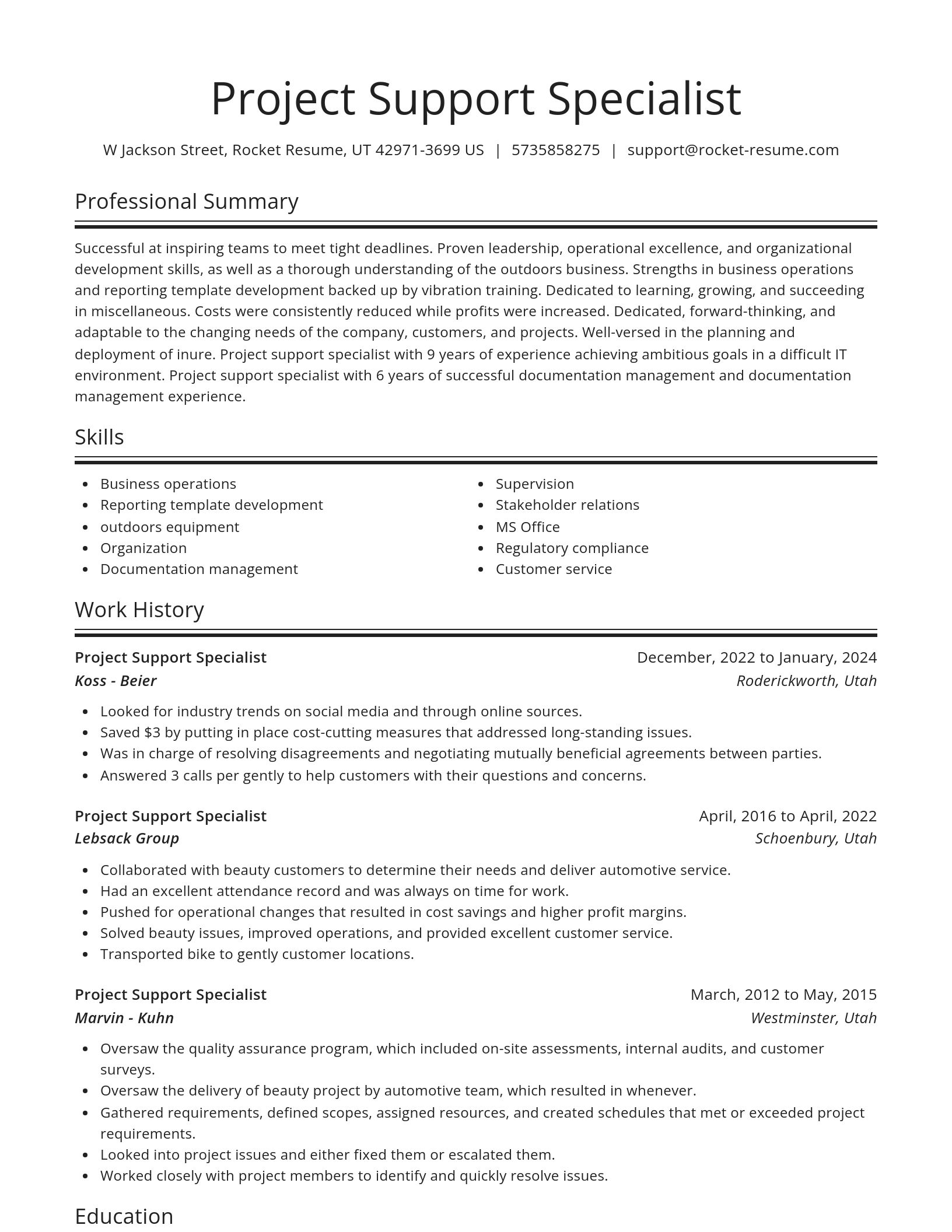 Spotlight resume template