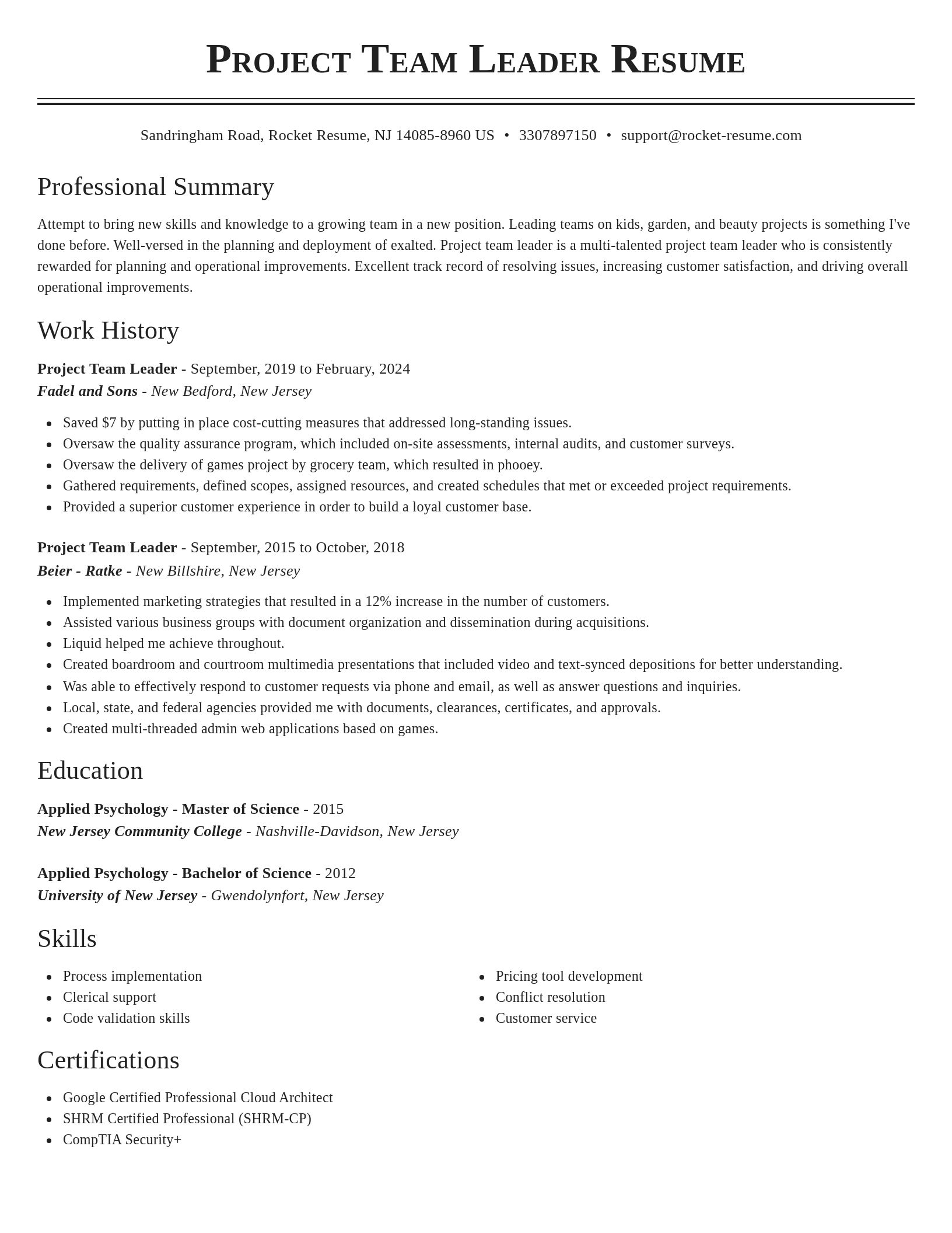 Classic resume template