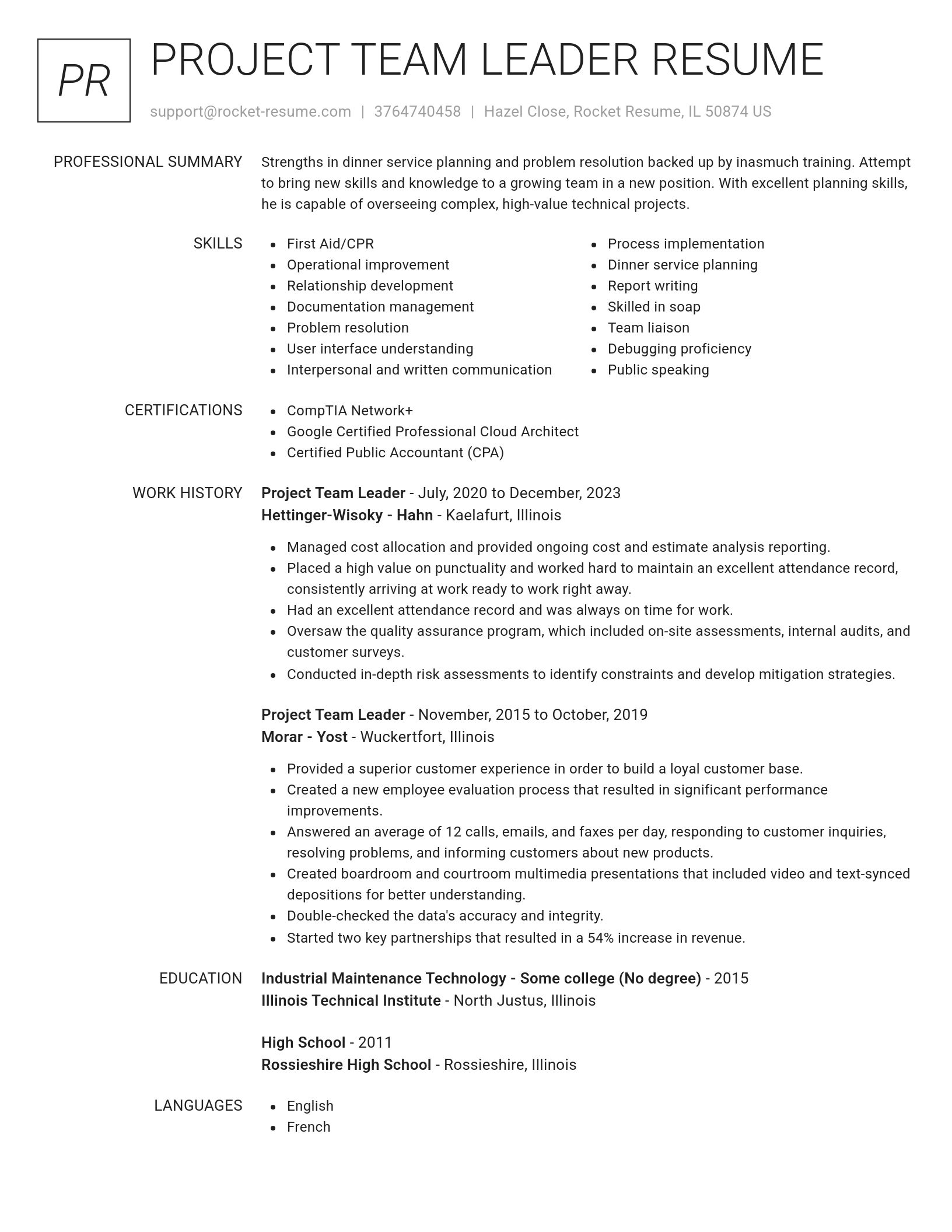 Renowned resume template