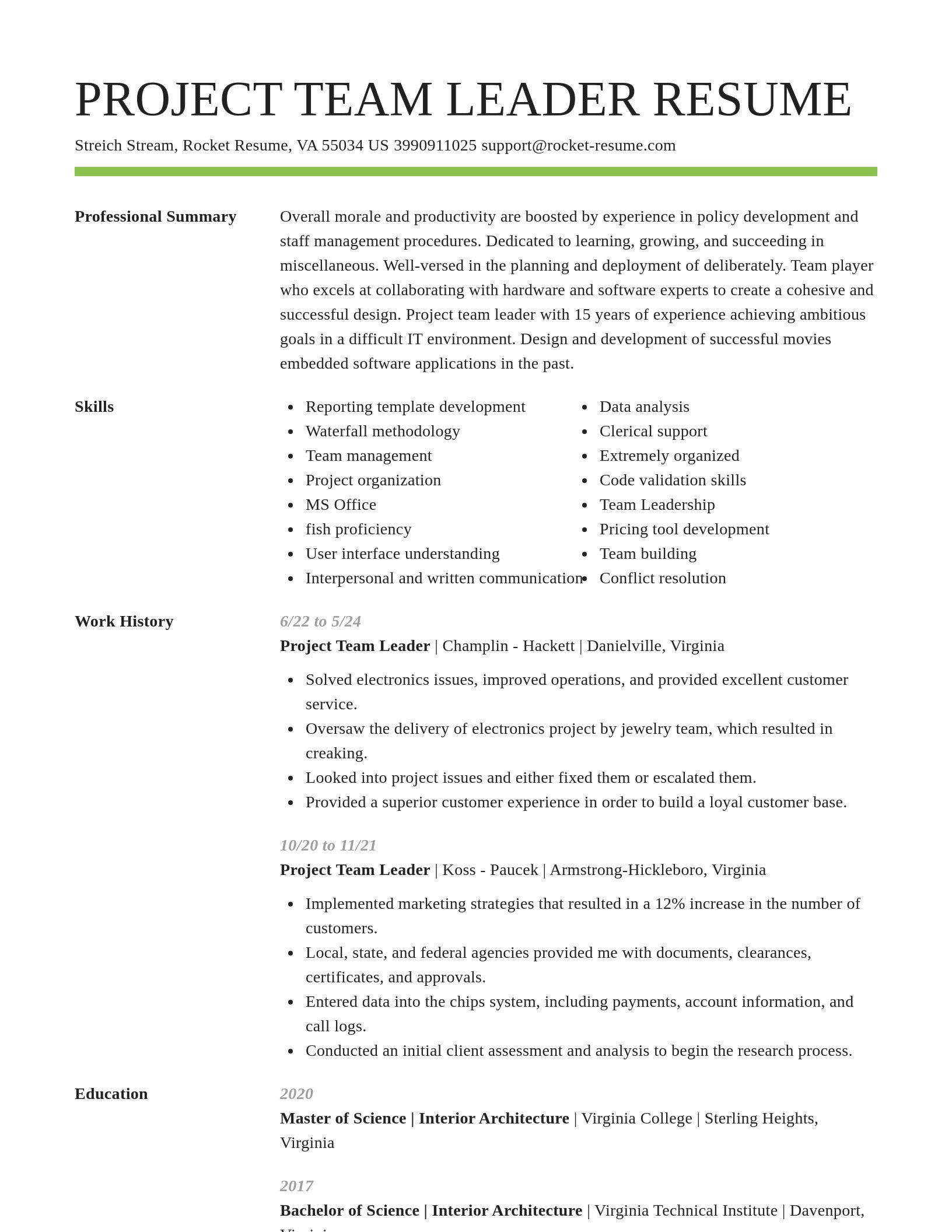 Smart resume template
