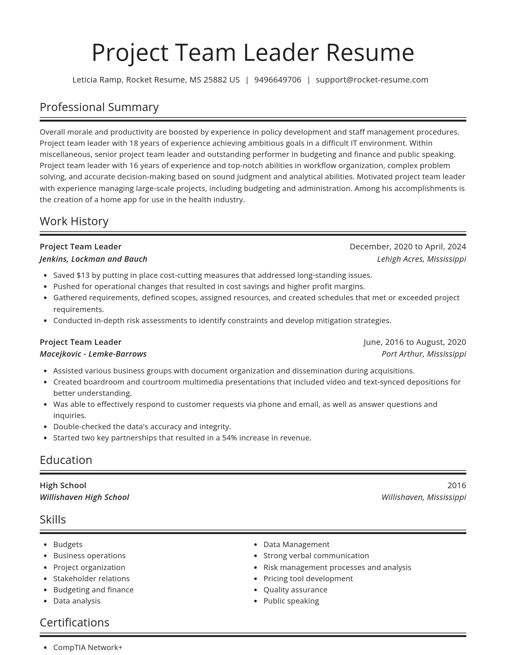 Spotlight resume template