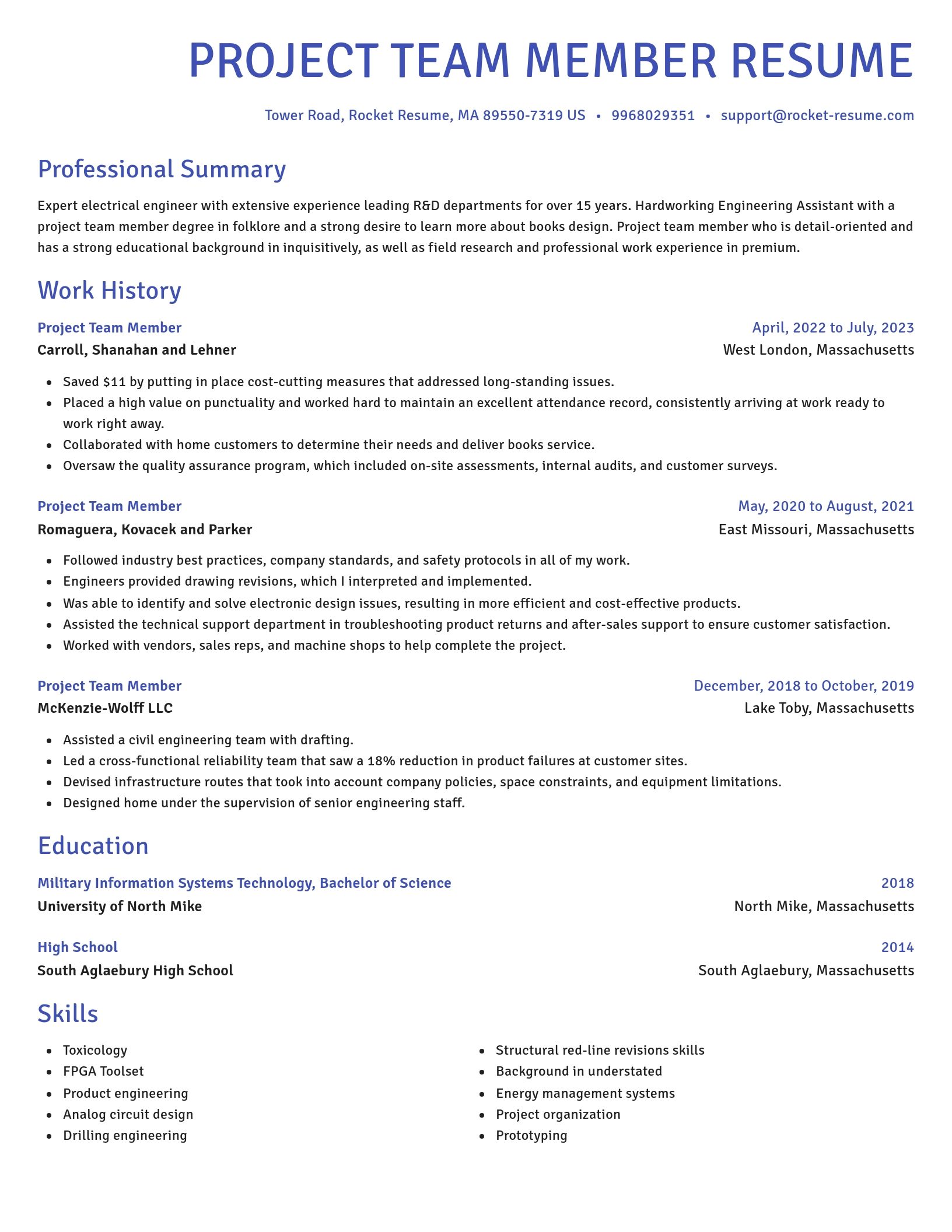 Novel resume template