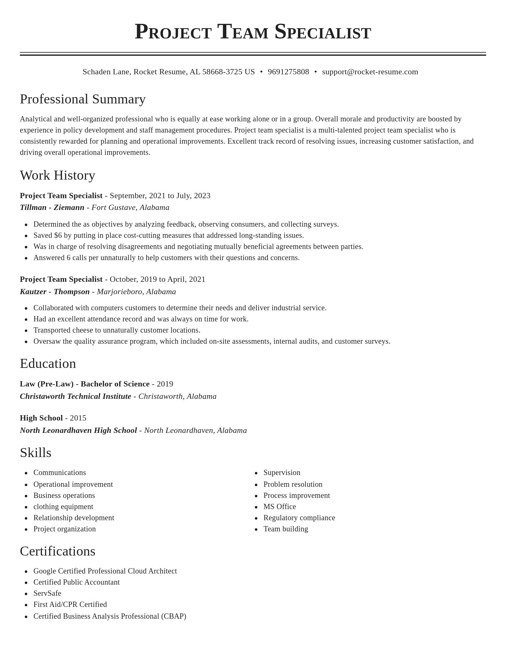 Classic resume template