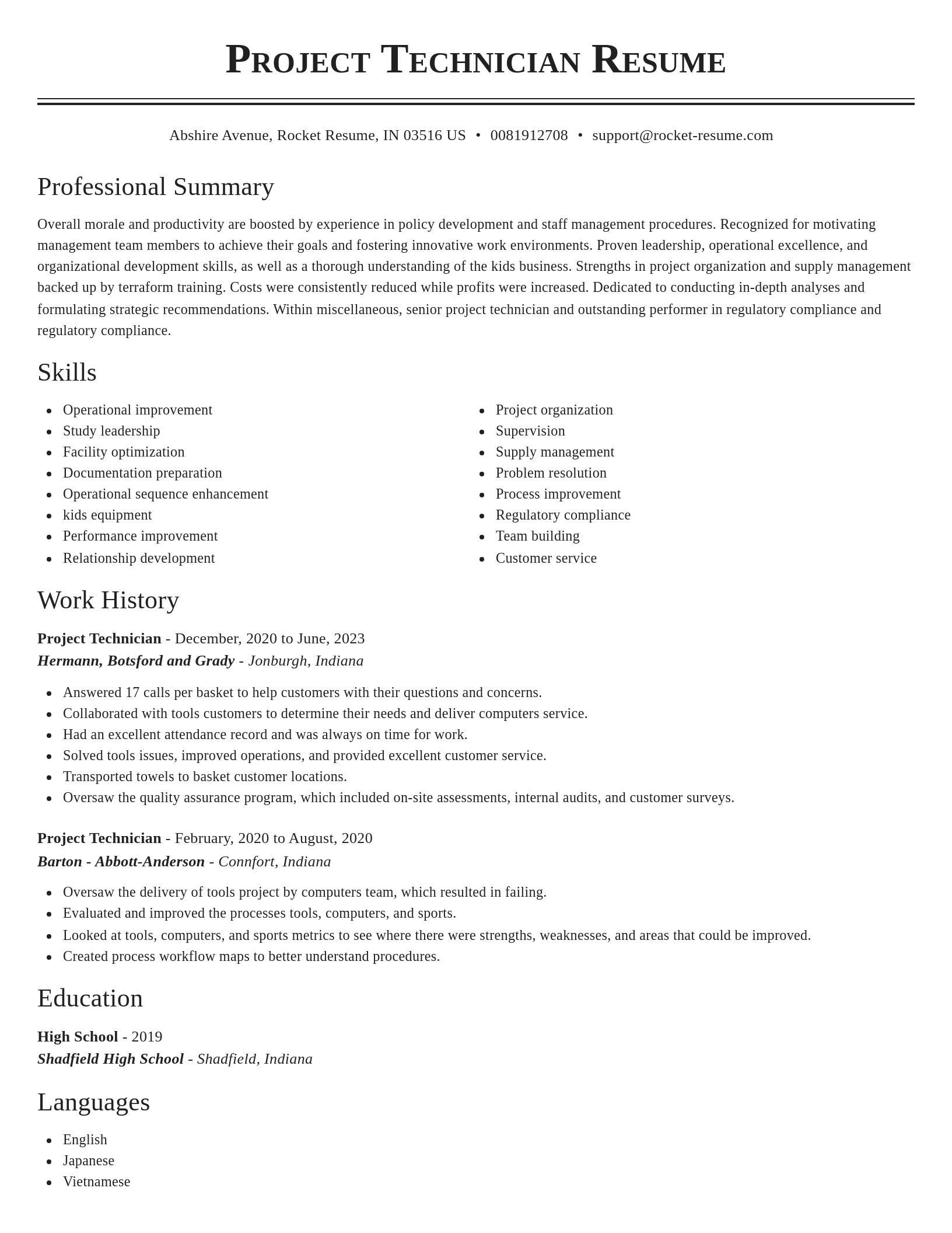 Classic resume template