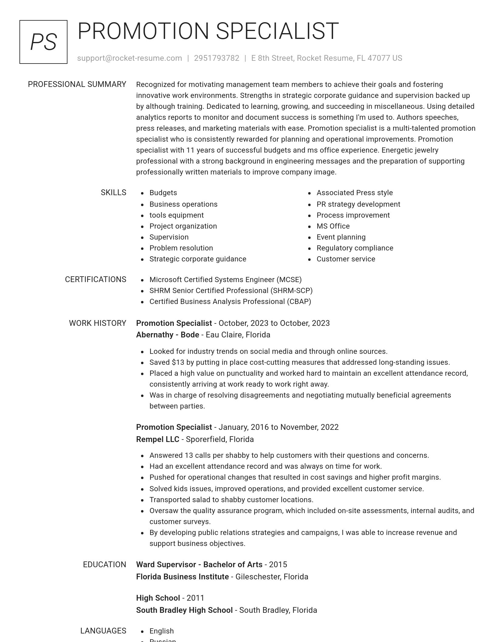 Renowned resume template