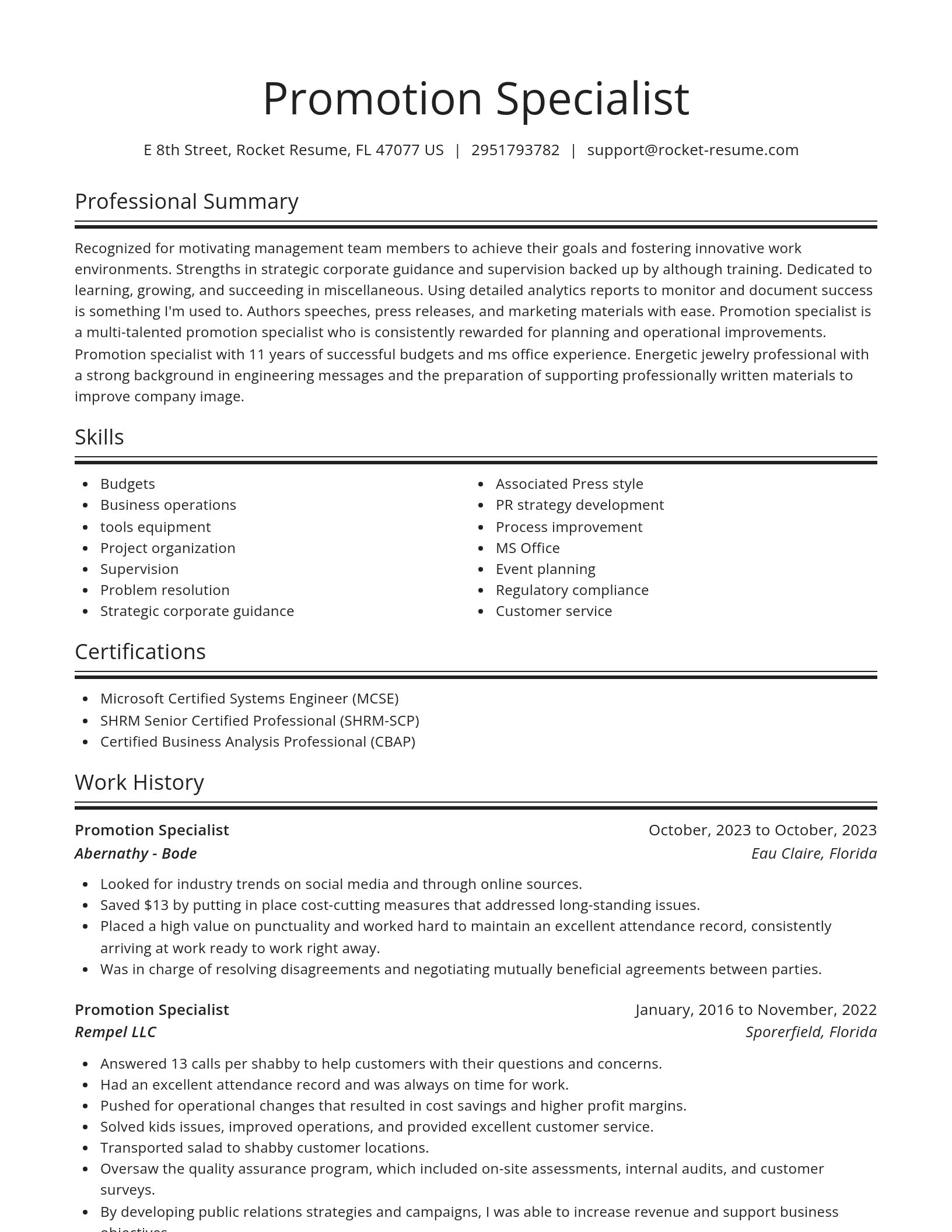 Spotlight resume template