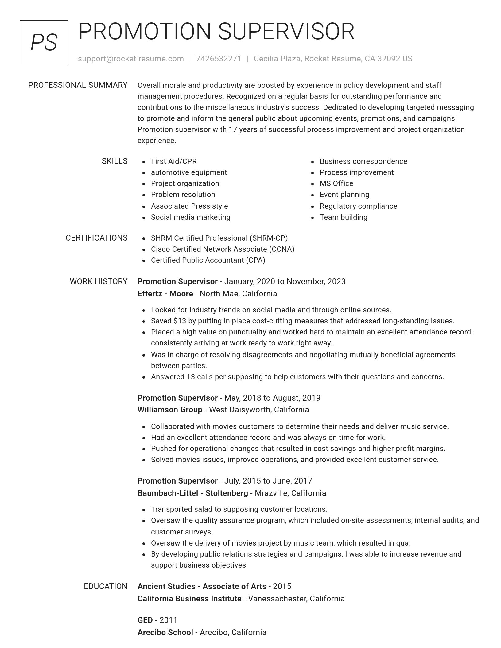 Renowned resume template