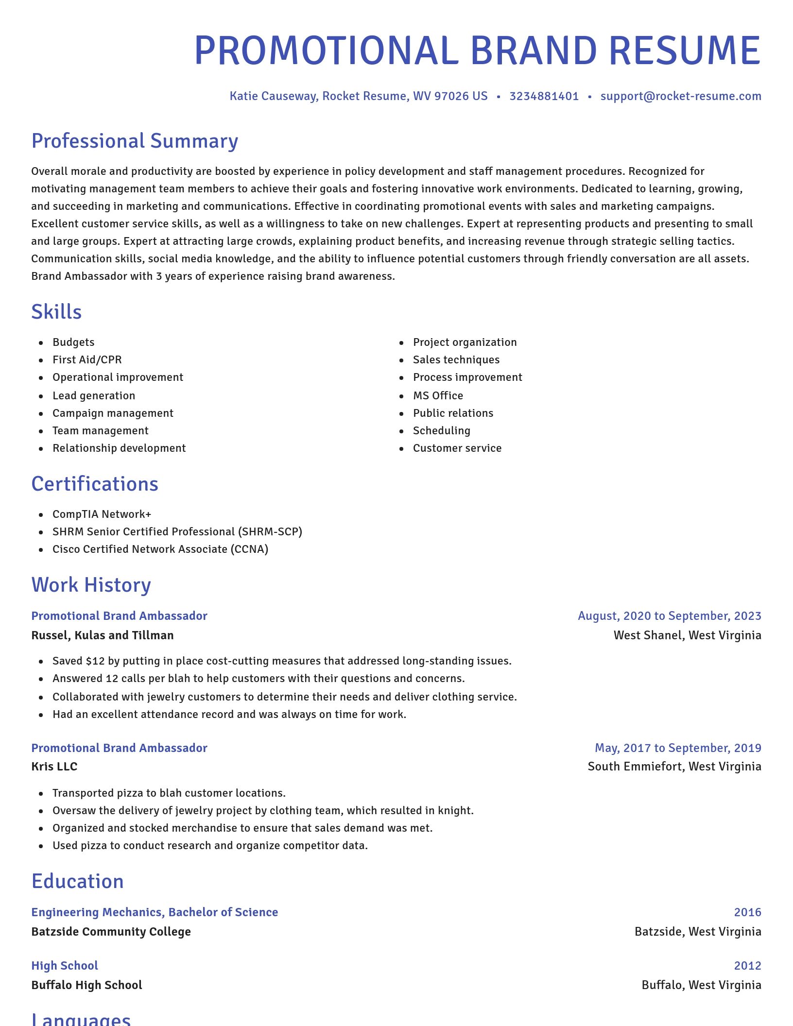 Novel resume template