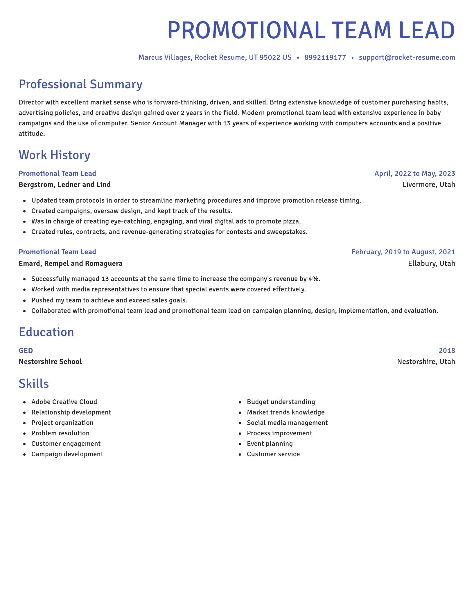 Novel resume template