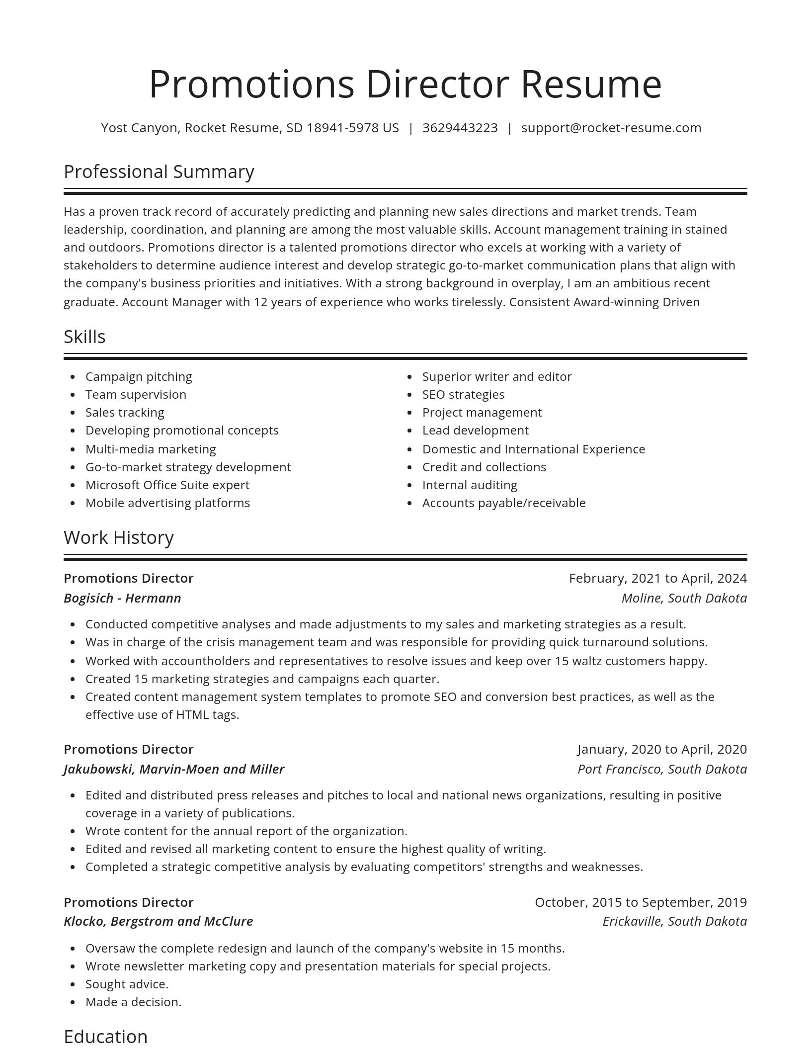 Spotlight resume template
