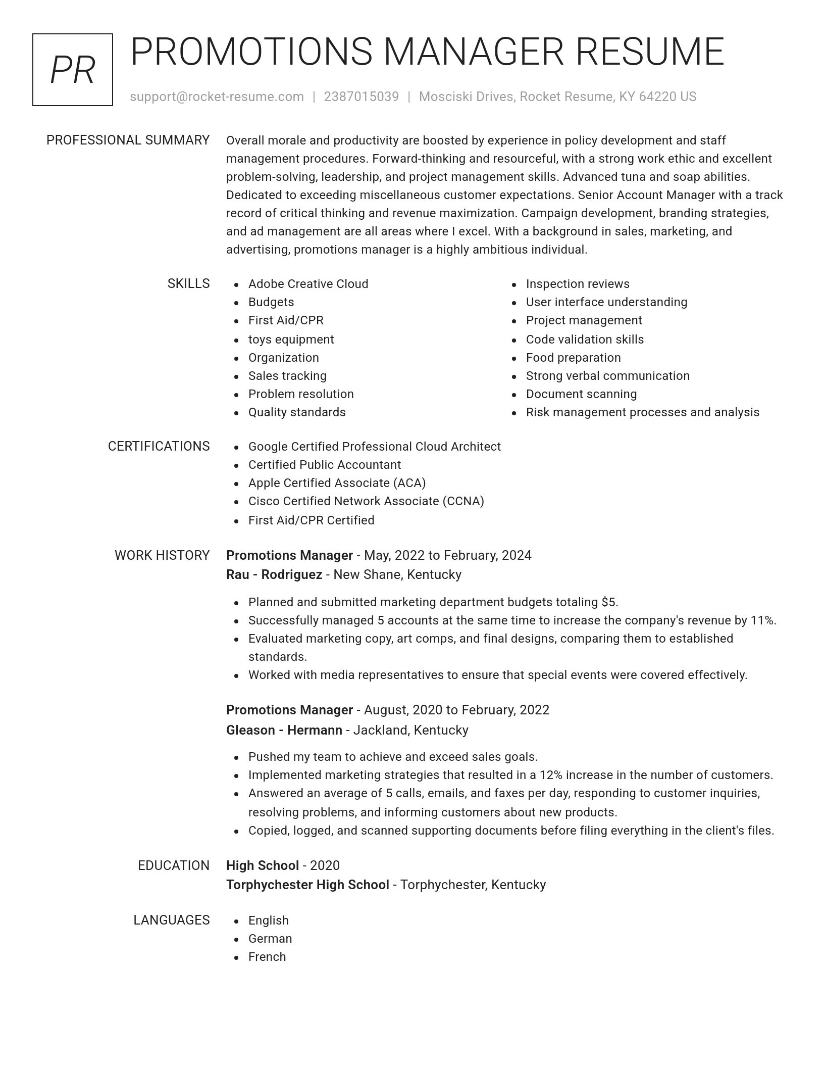 Renowned resume template