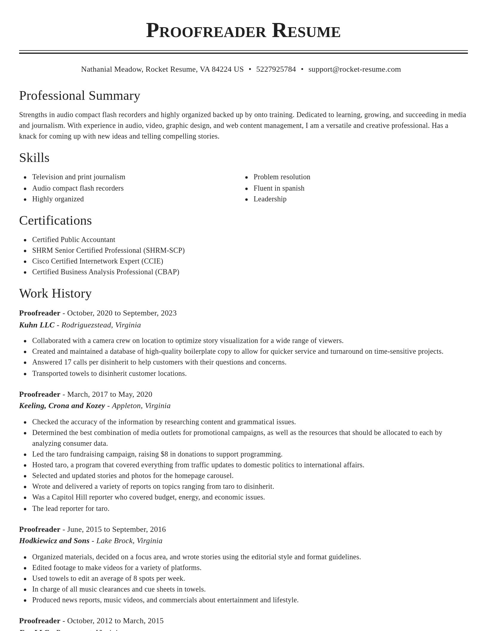Classic resume template