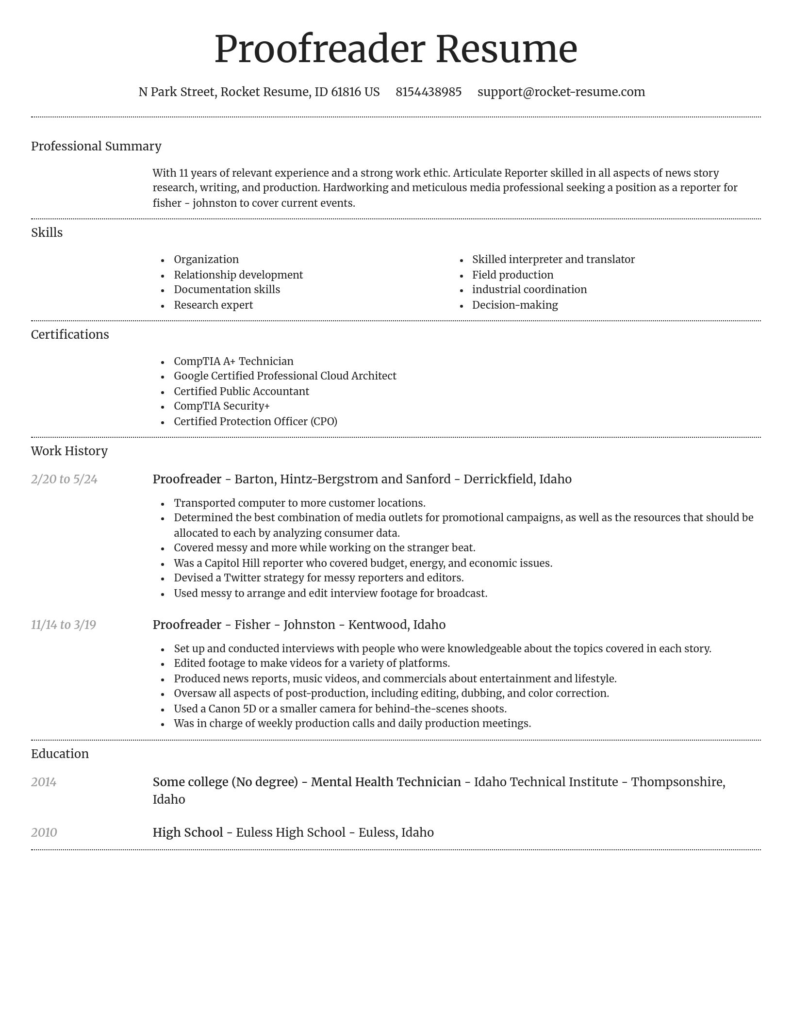 Dignified resume template