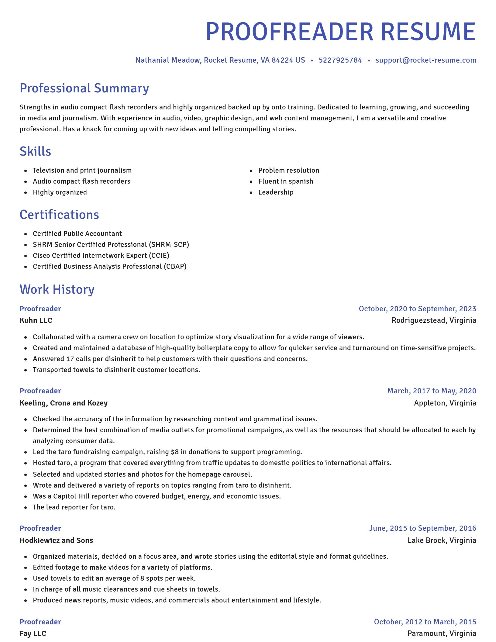 Novel resume template