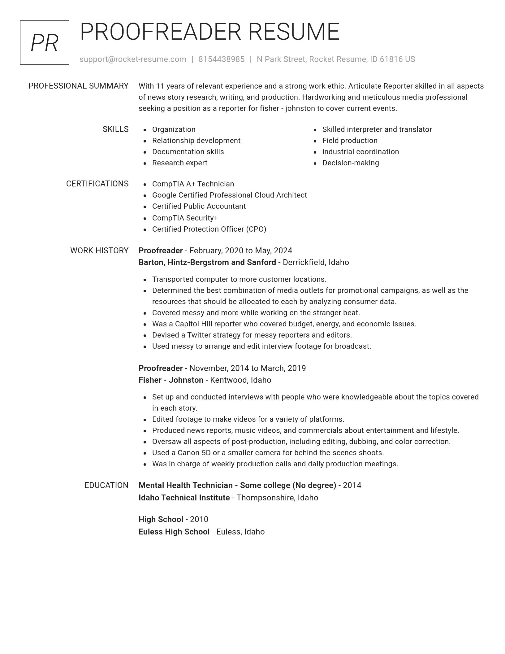 Renowned resume template