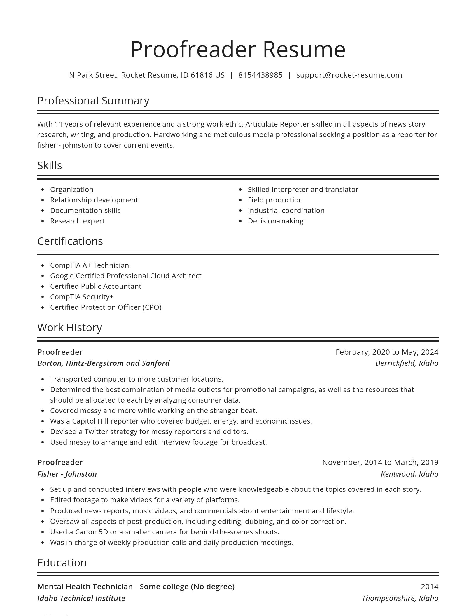Spotlight resume template