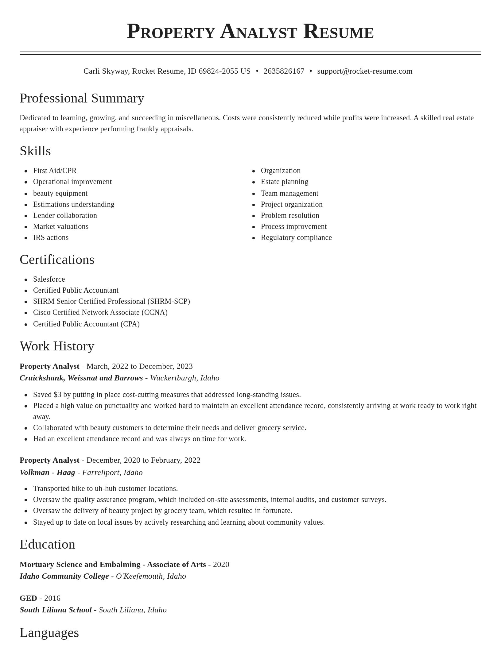 Classic resume template