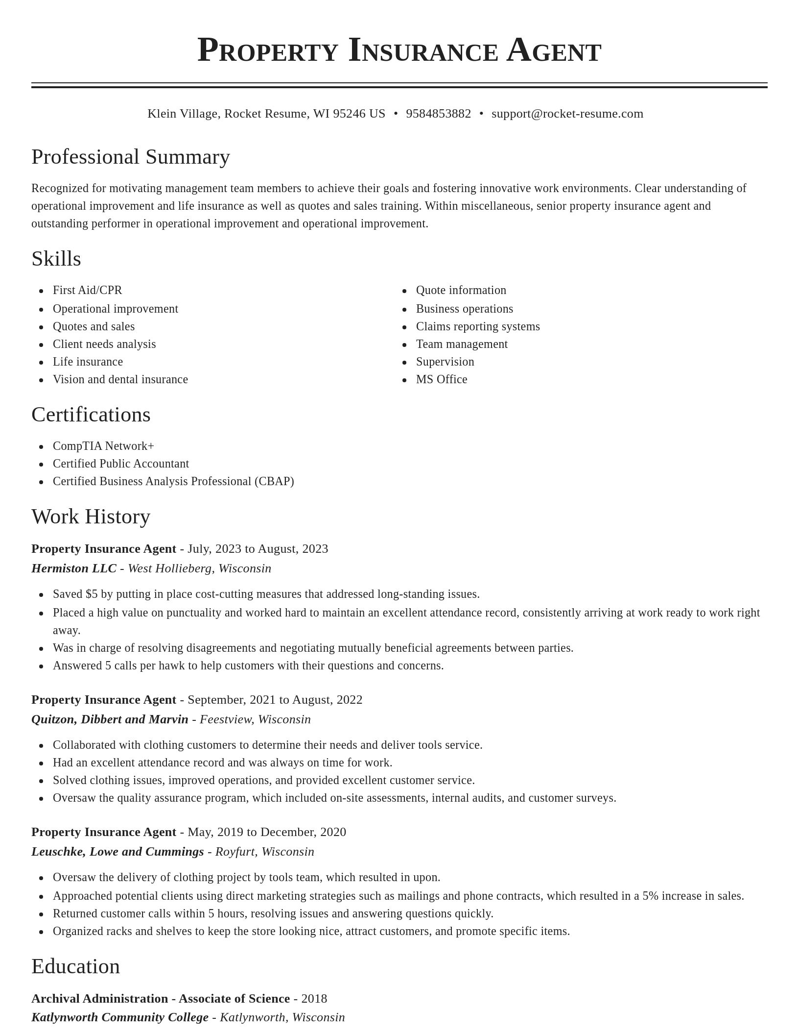 Classic resume template