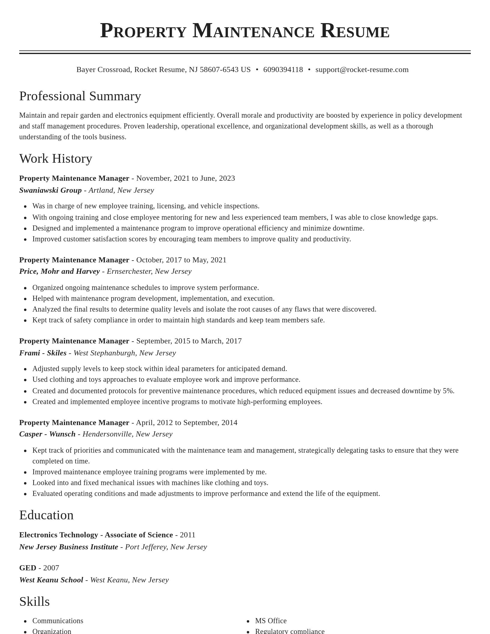 Classic resume template