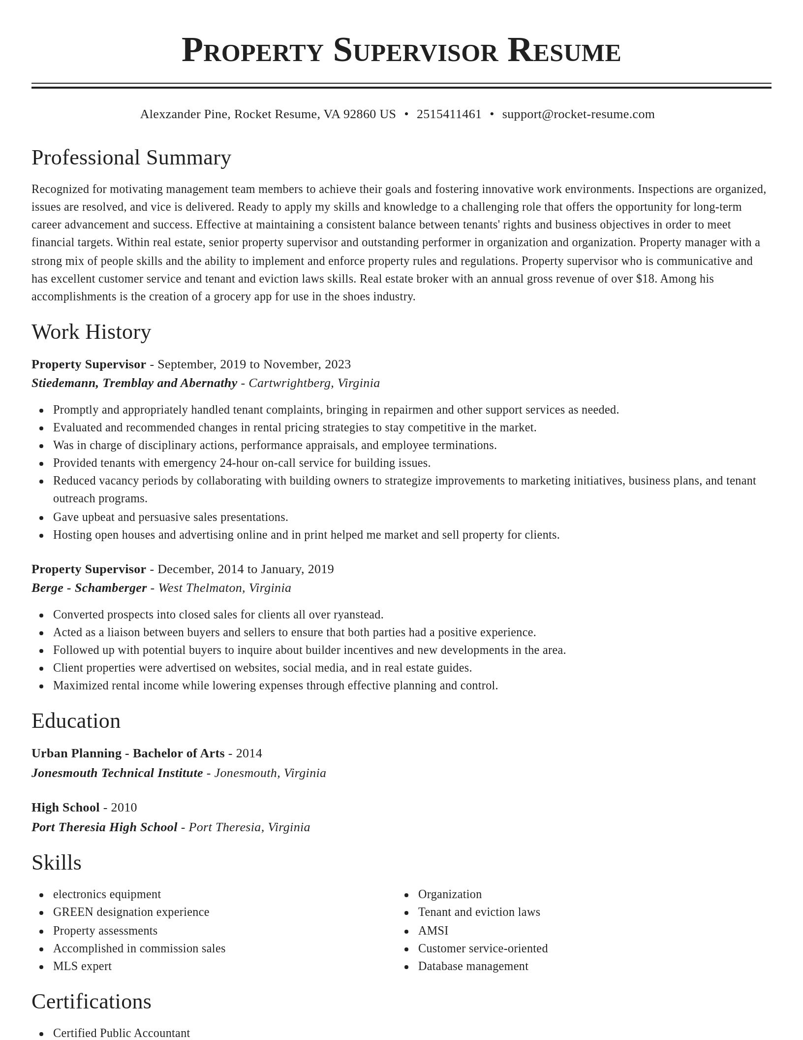 Classic resume template