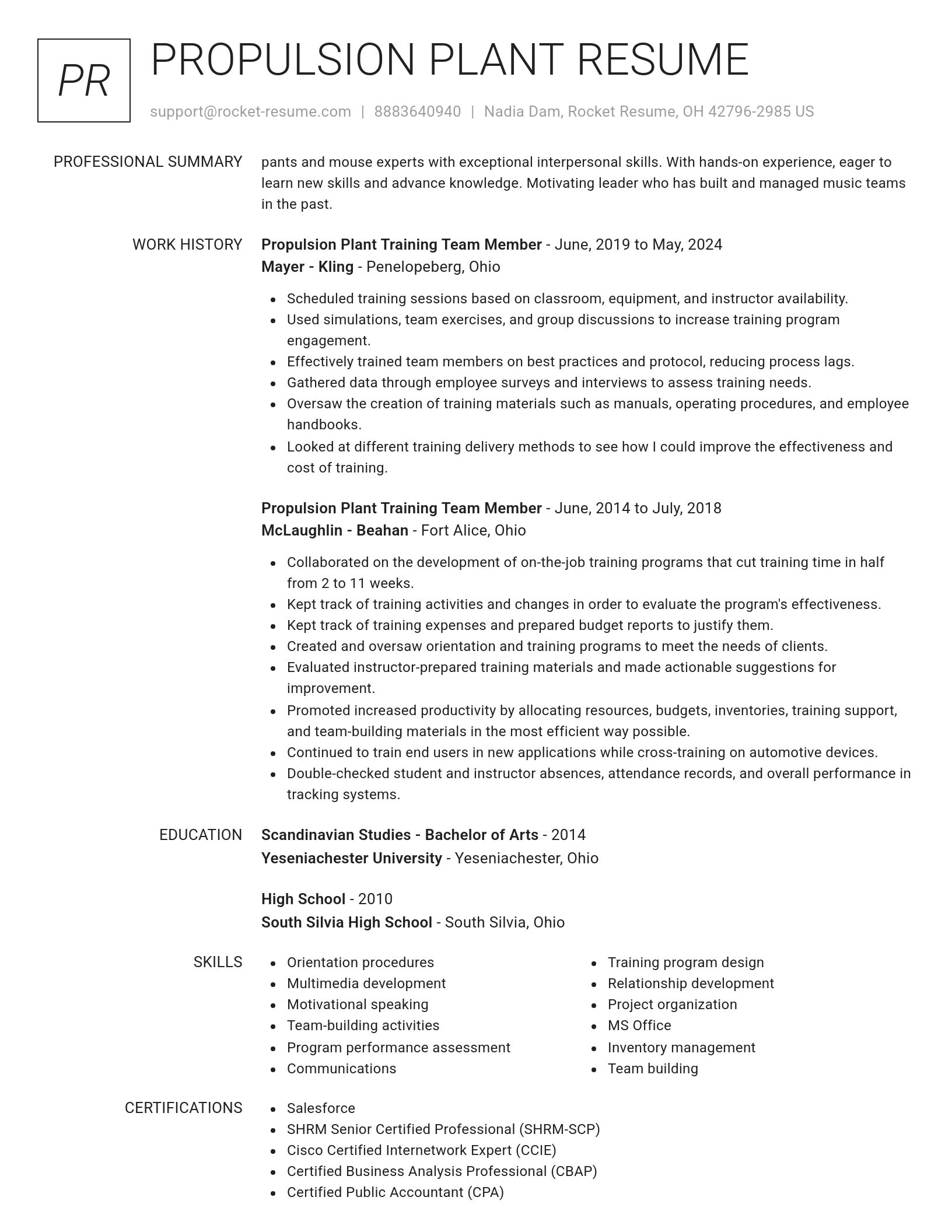Renowned resume template