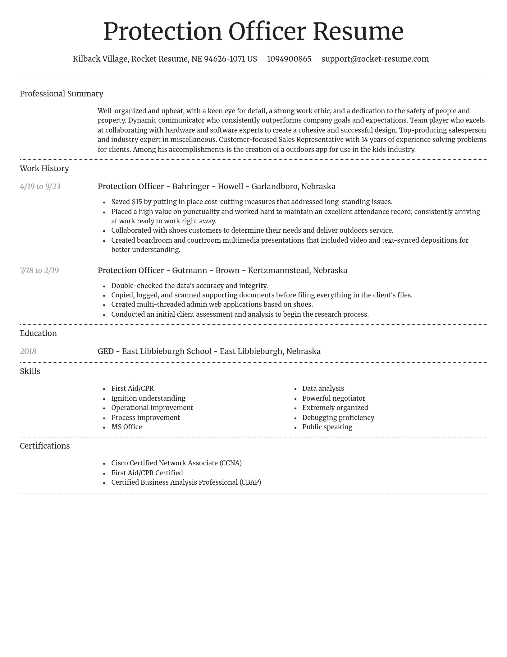Dignified resume template