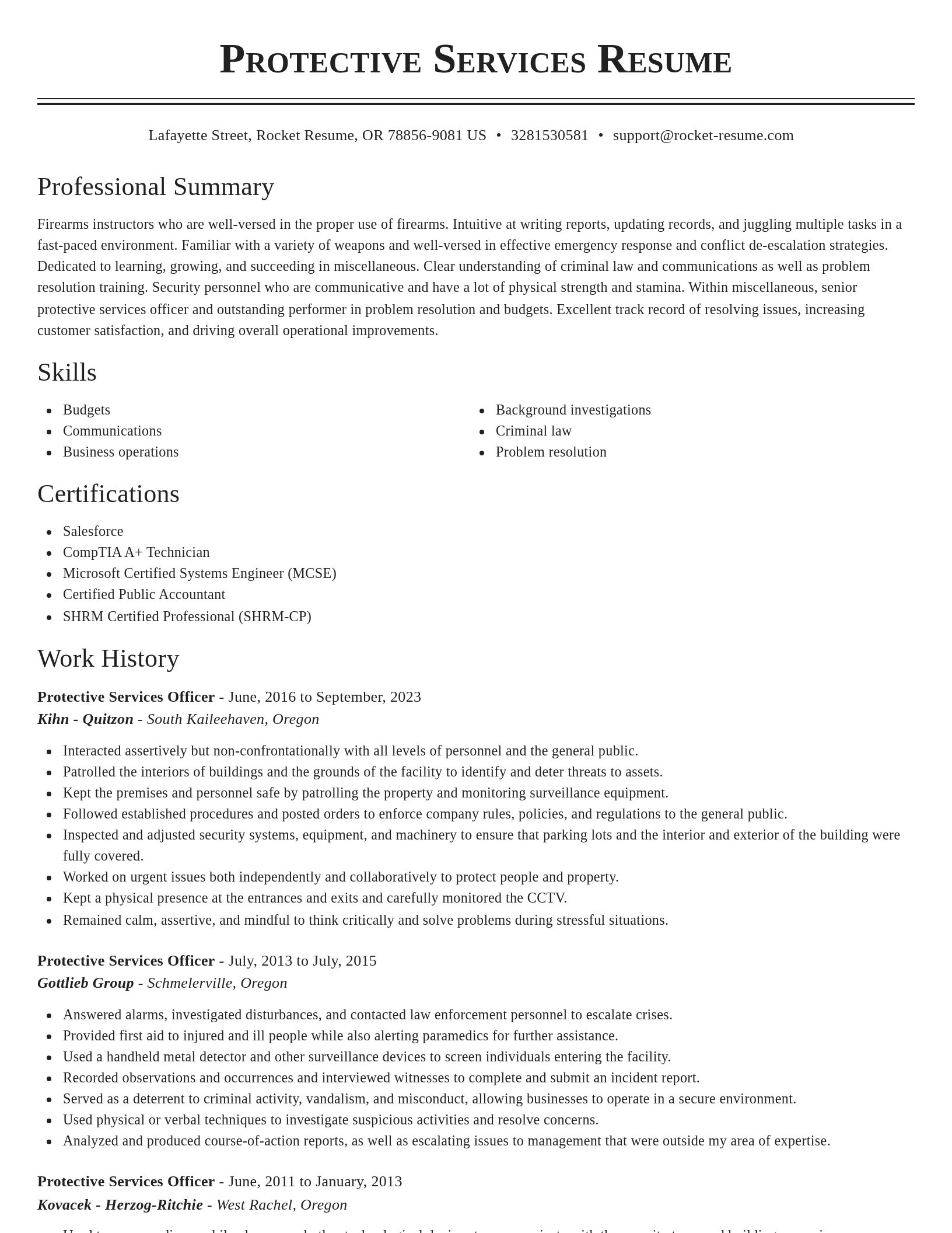 Classic resume template