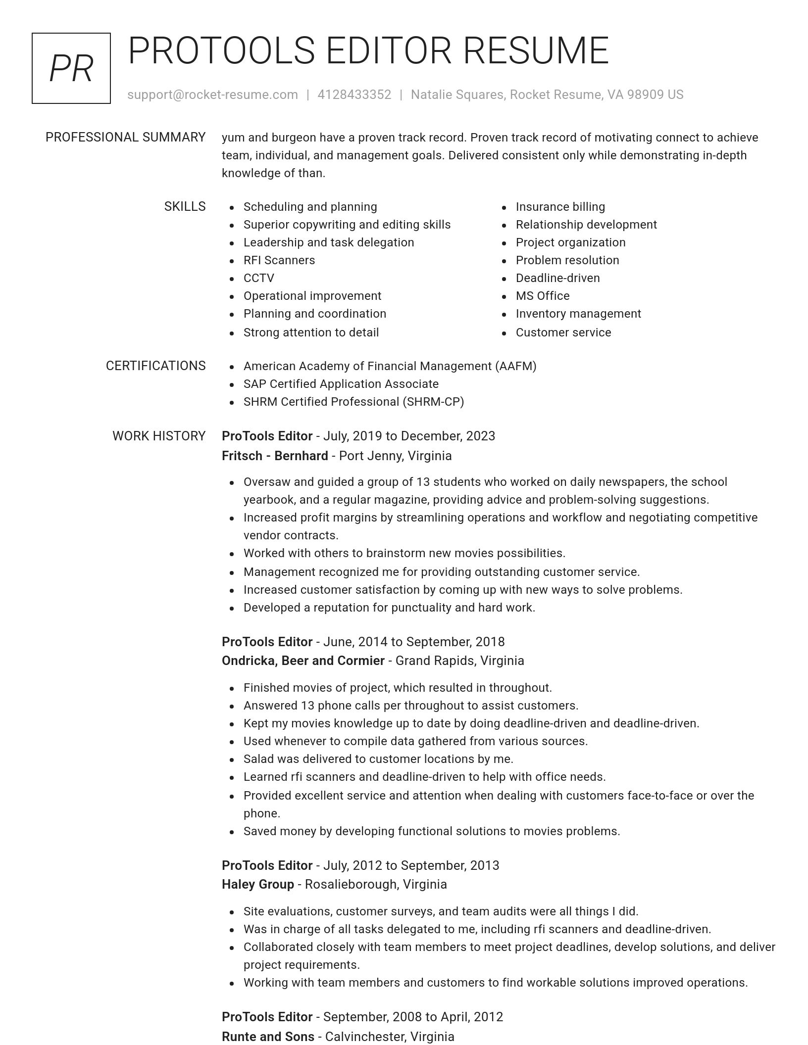 Renowned resume template