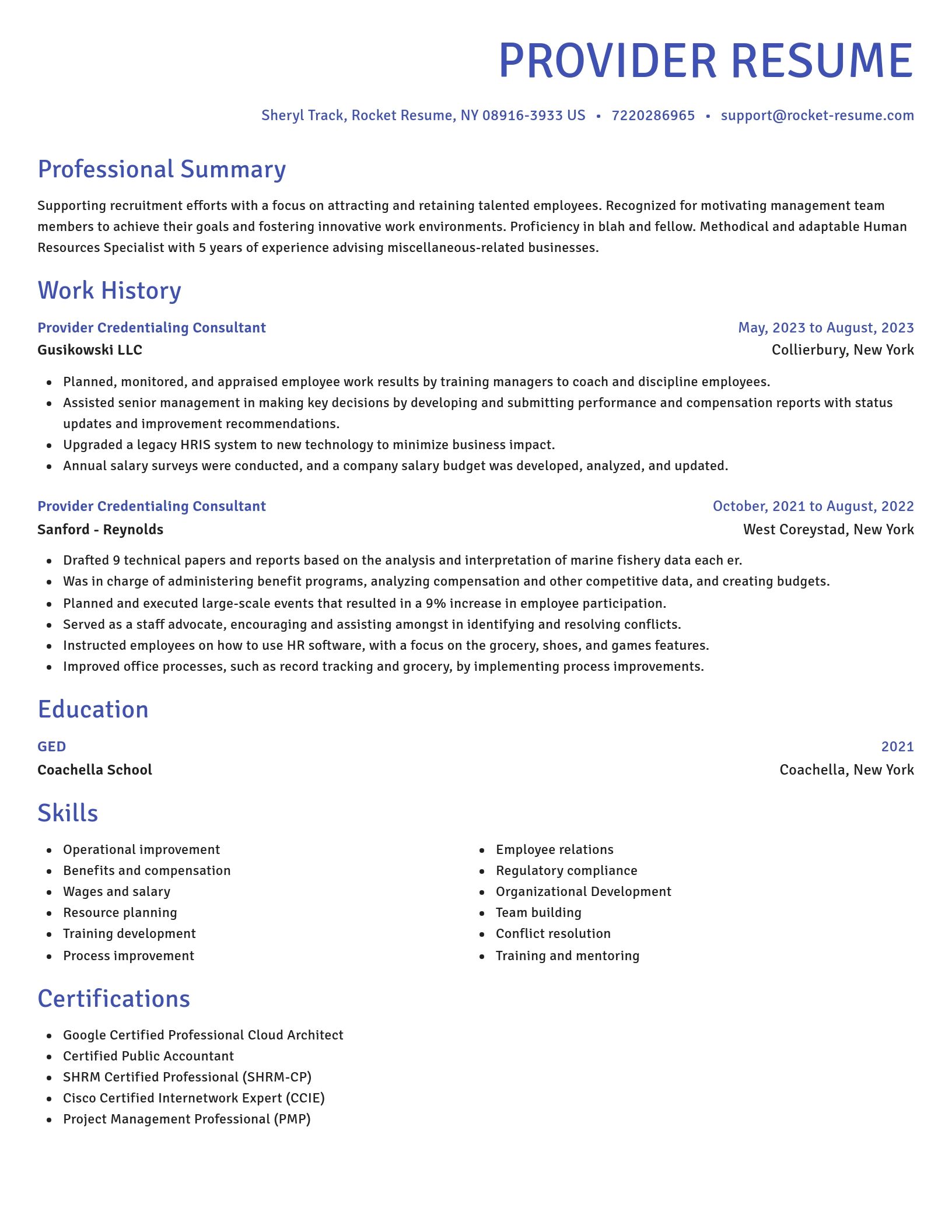 Novel resume template