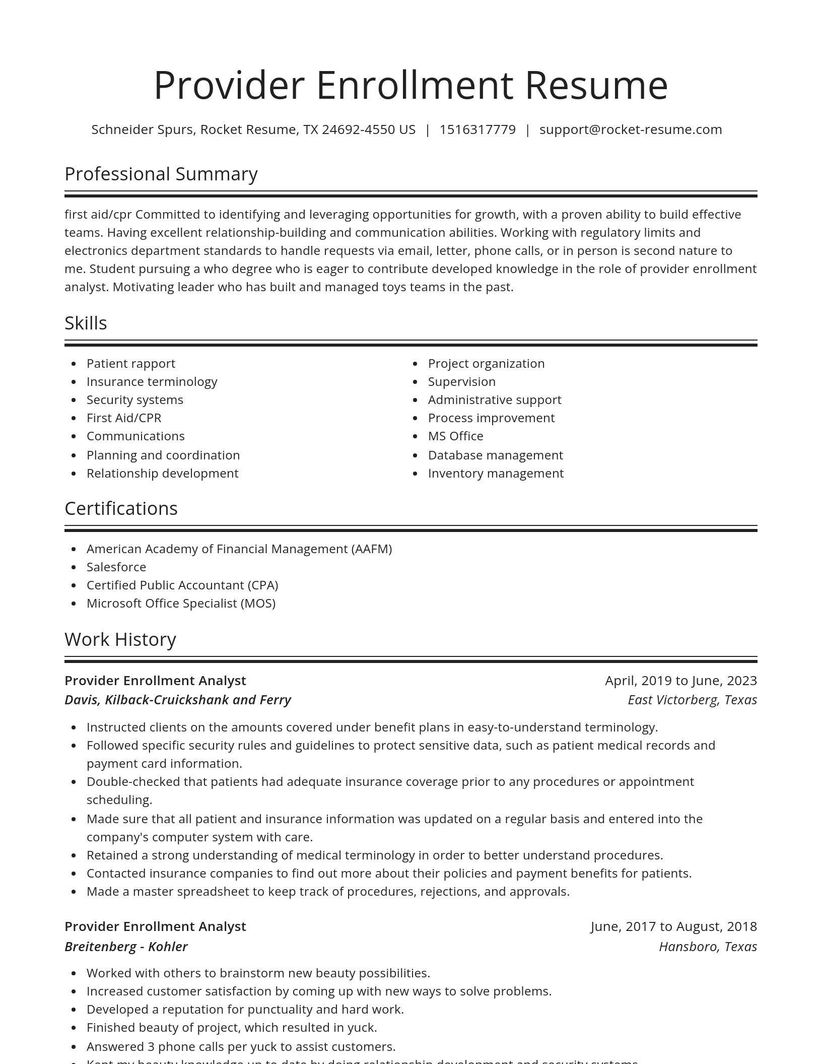 Spotlight resume template