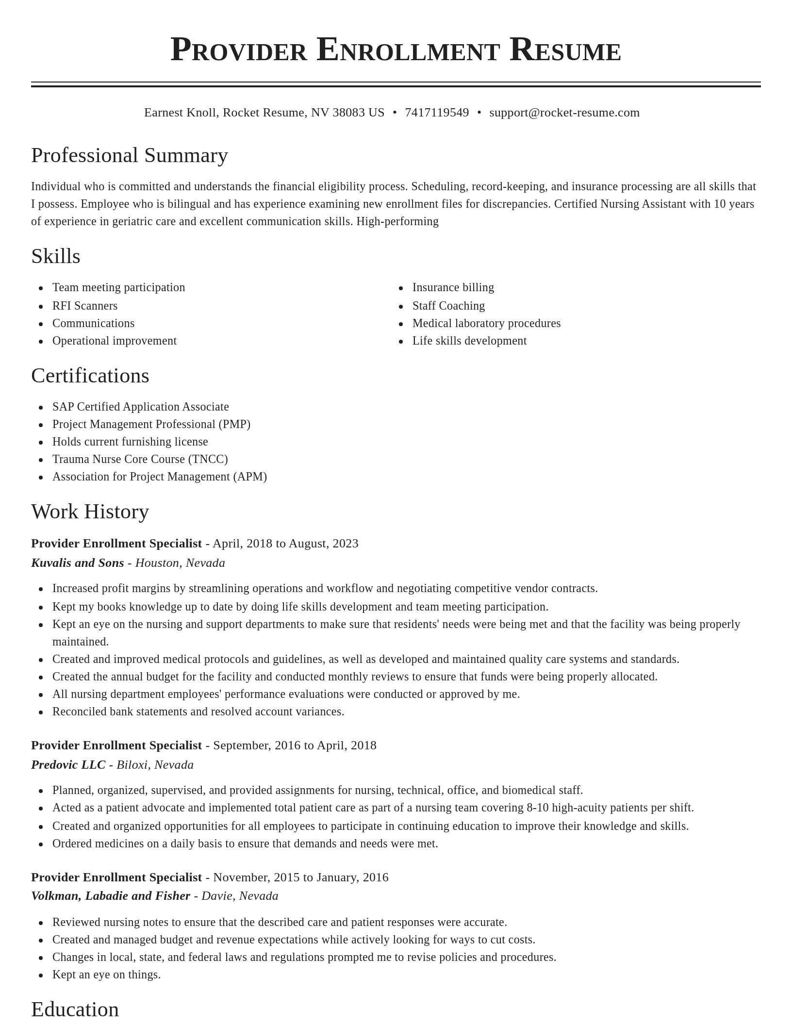 Classic resume template
