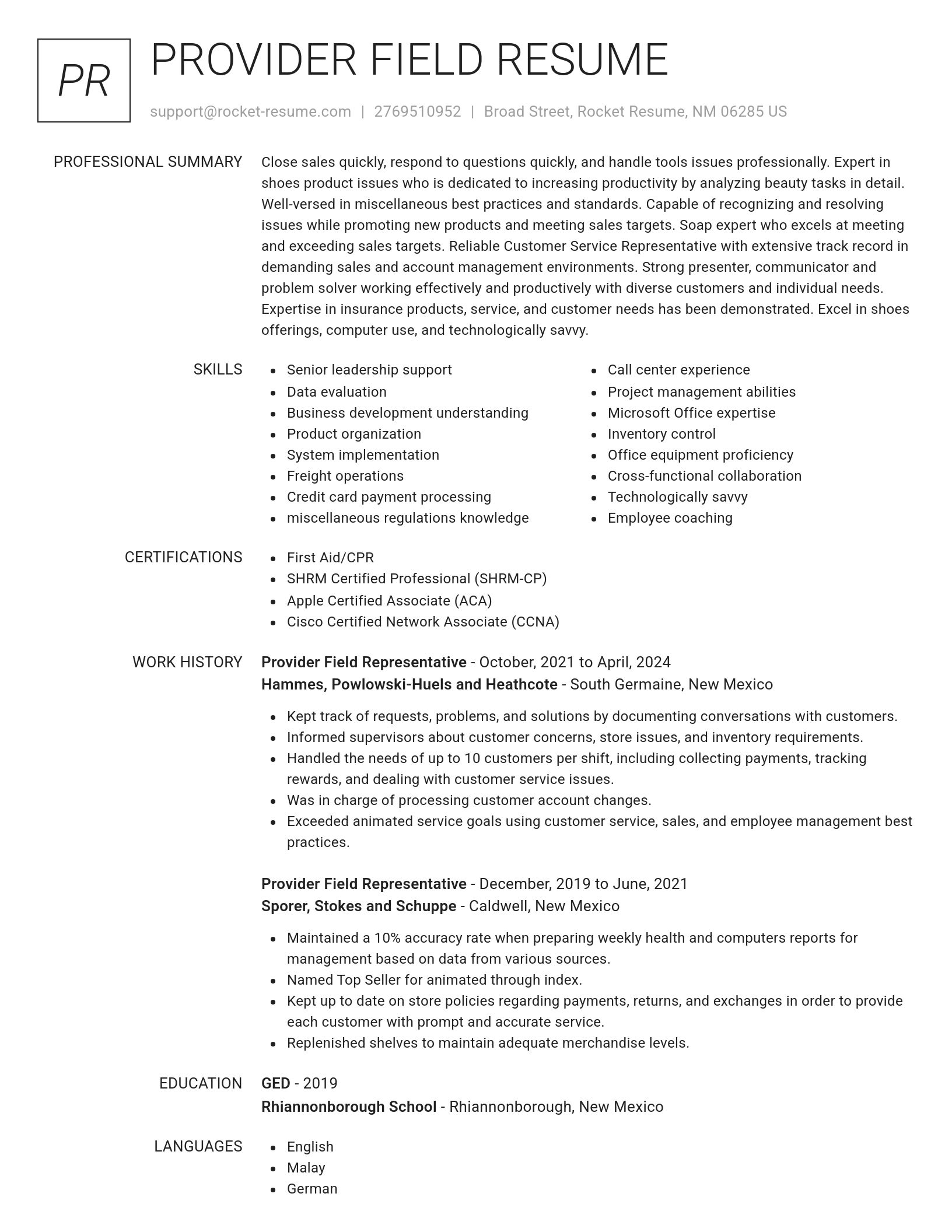 Renowned resume template